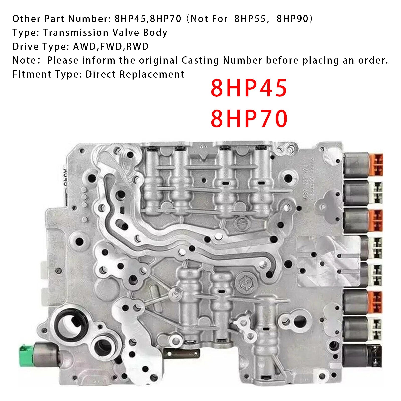 2012-up JEEP WRANGLER 8 RWD L4 2.8L V6 3.6L Transmission Valve Body 8HP45 8HP70