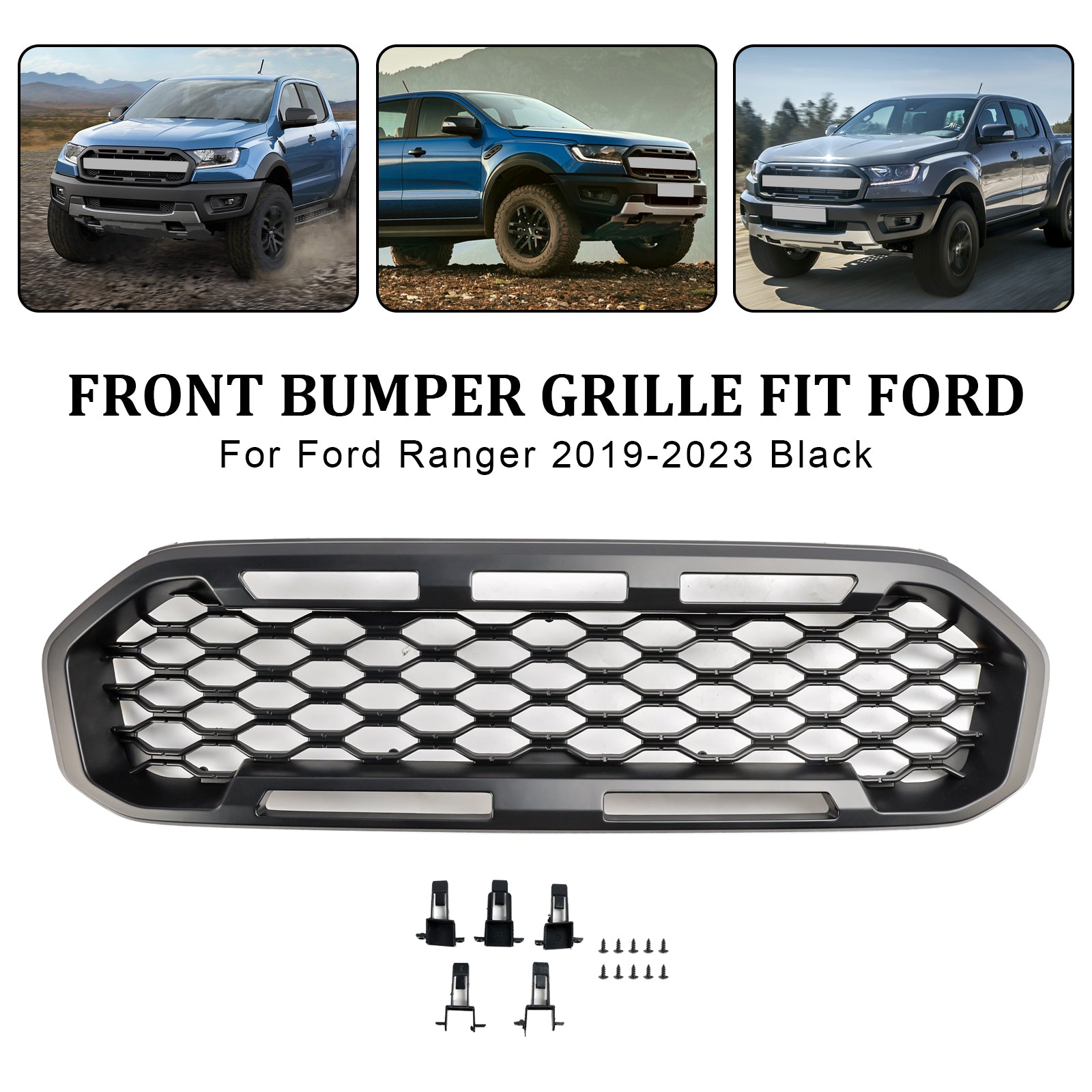 2019-2023 Ford Ranger T8 Front Bumper Grill Grille Black