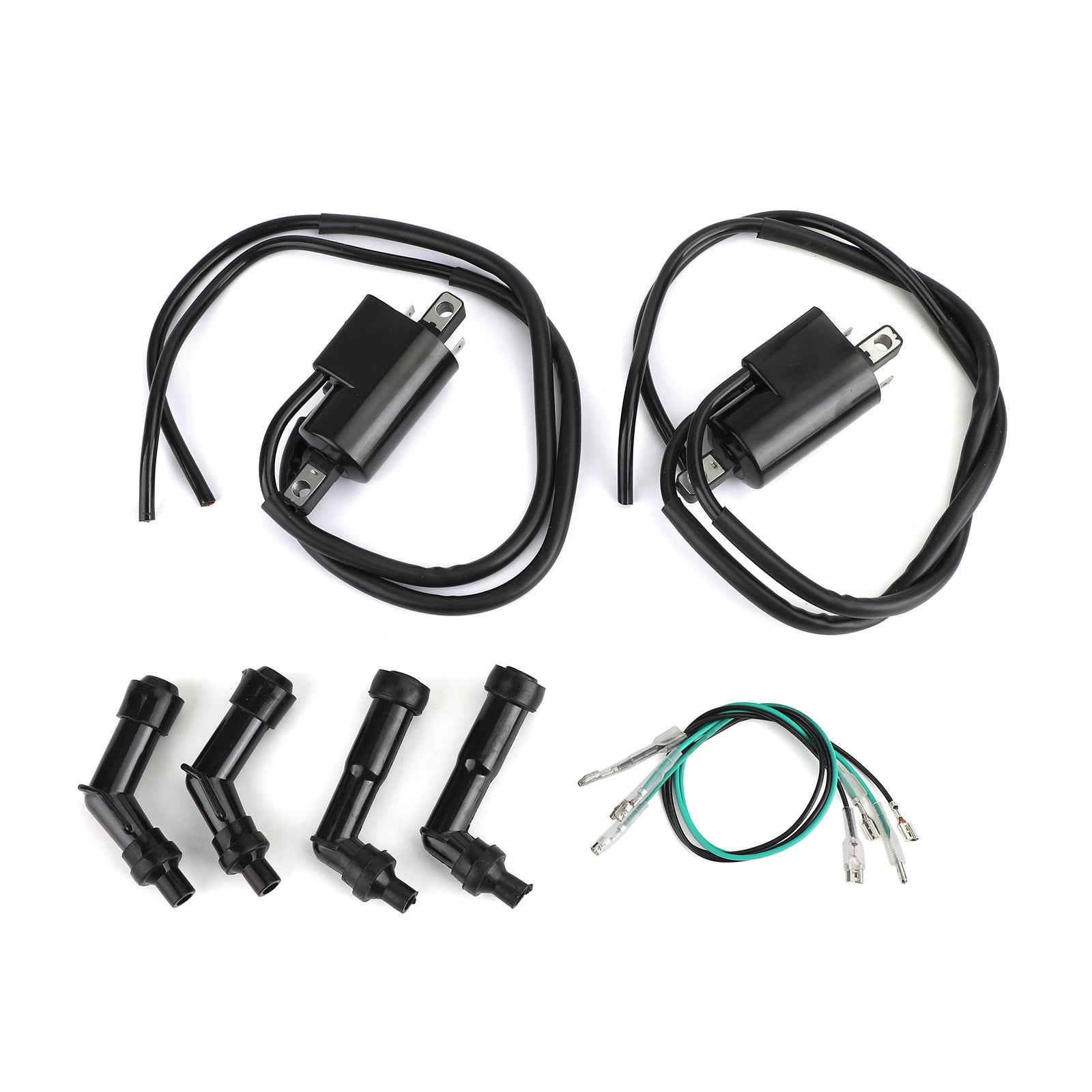 1971-1973 Honda CB500K Four Ignition Coils and Spark Plug Caps 30501-323-003 30502-323-003 Generic