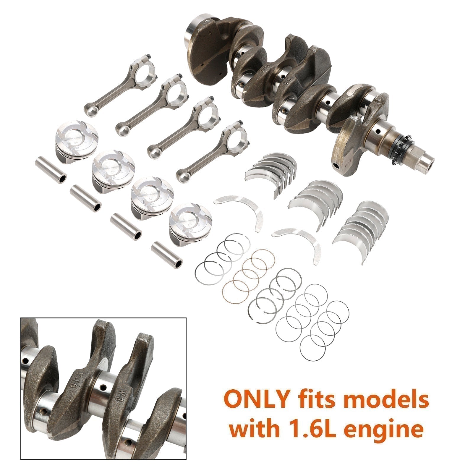 2012-2016 Kia Rio LX Hatchback 4-Door Crankshaft & Connecting Rod Piston Kit 23041-2B600