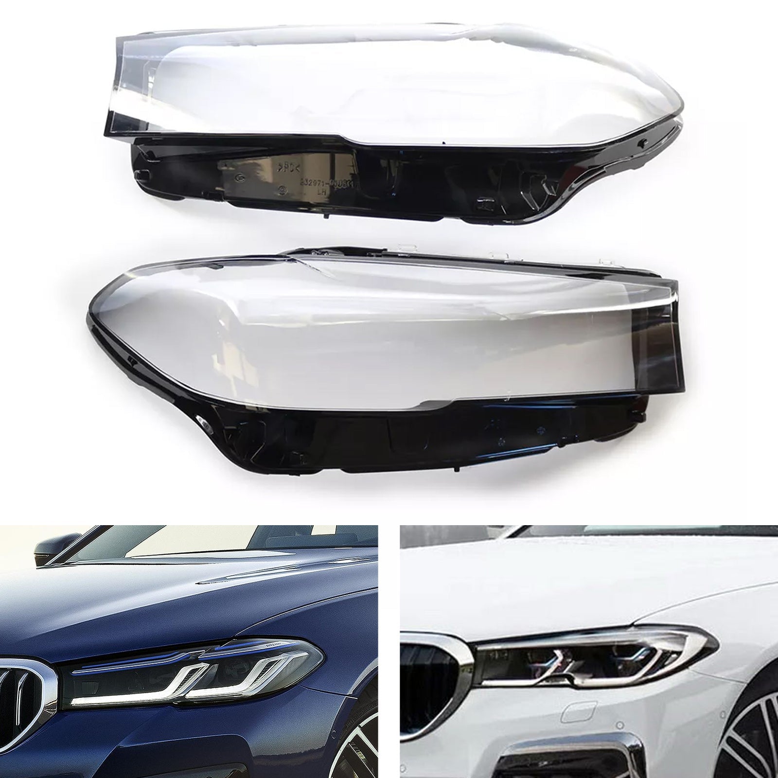2019-2022 BMW 550i 2PCS Headlight Headlamp Lens Cover Shell 63118084383