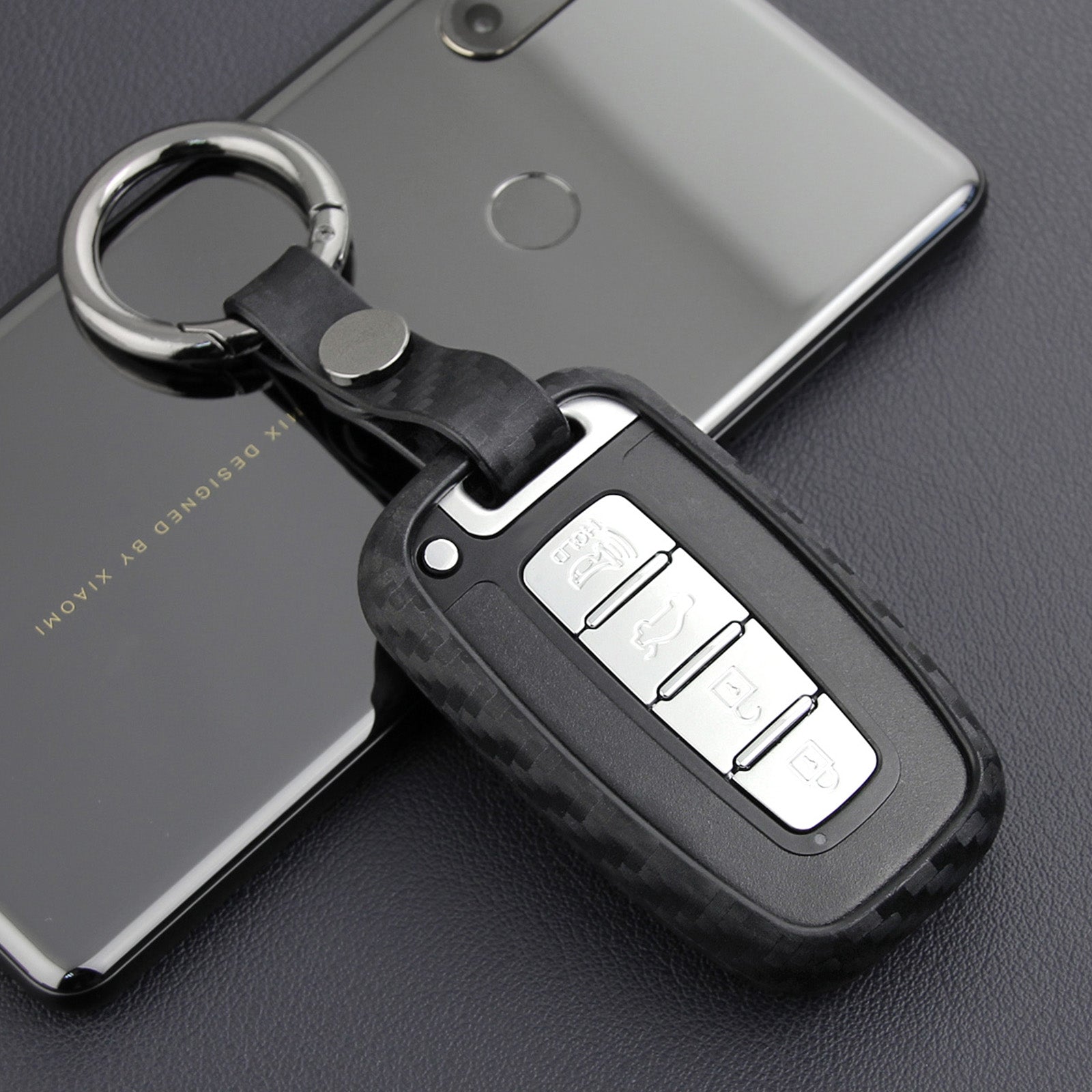 Leather Silicone Car Key Case Cover With Buckle For Hyundai Old Smart