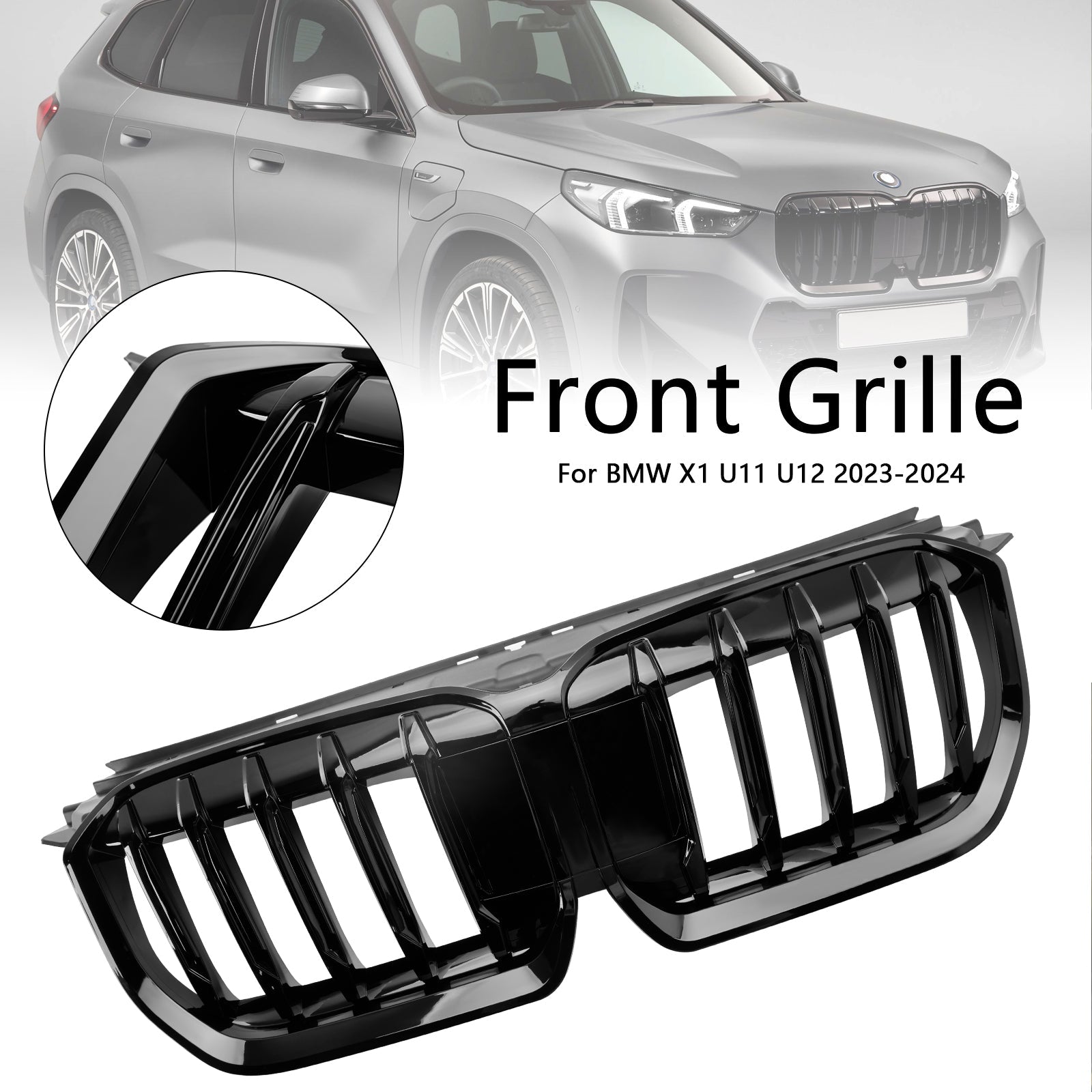 BMW X1 U11 U12 2023-2024 Gloss Black Front Bumper Kidney Grille Grill