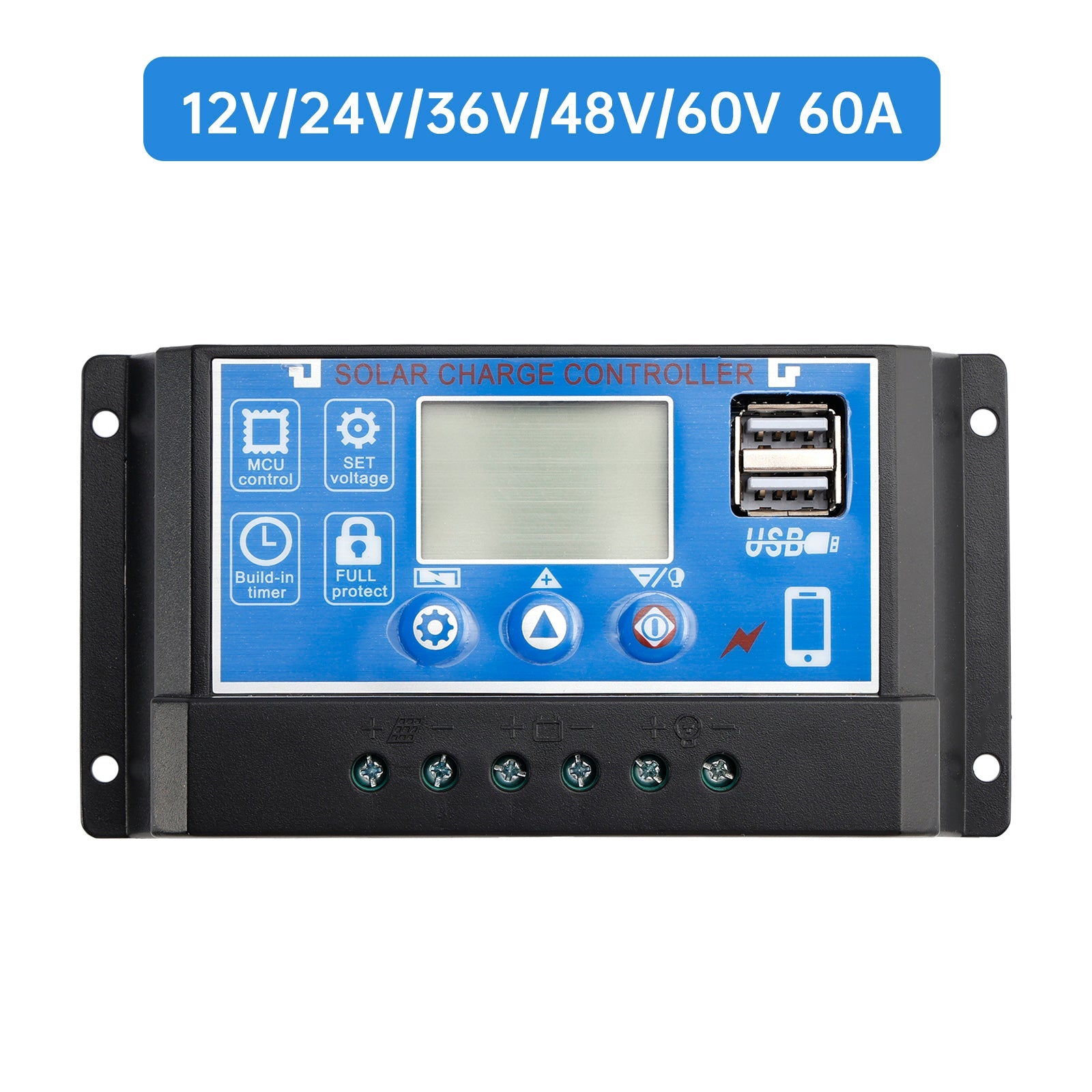 12V-60V PWM Solar Controller Display Current Solar Street Light Control 0V Start