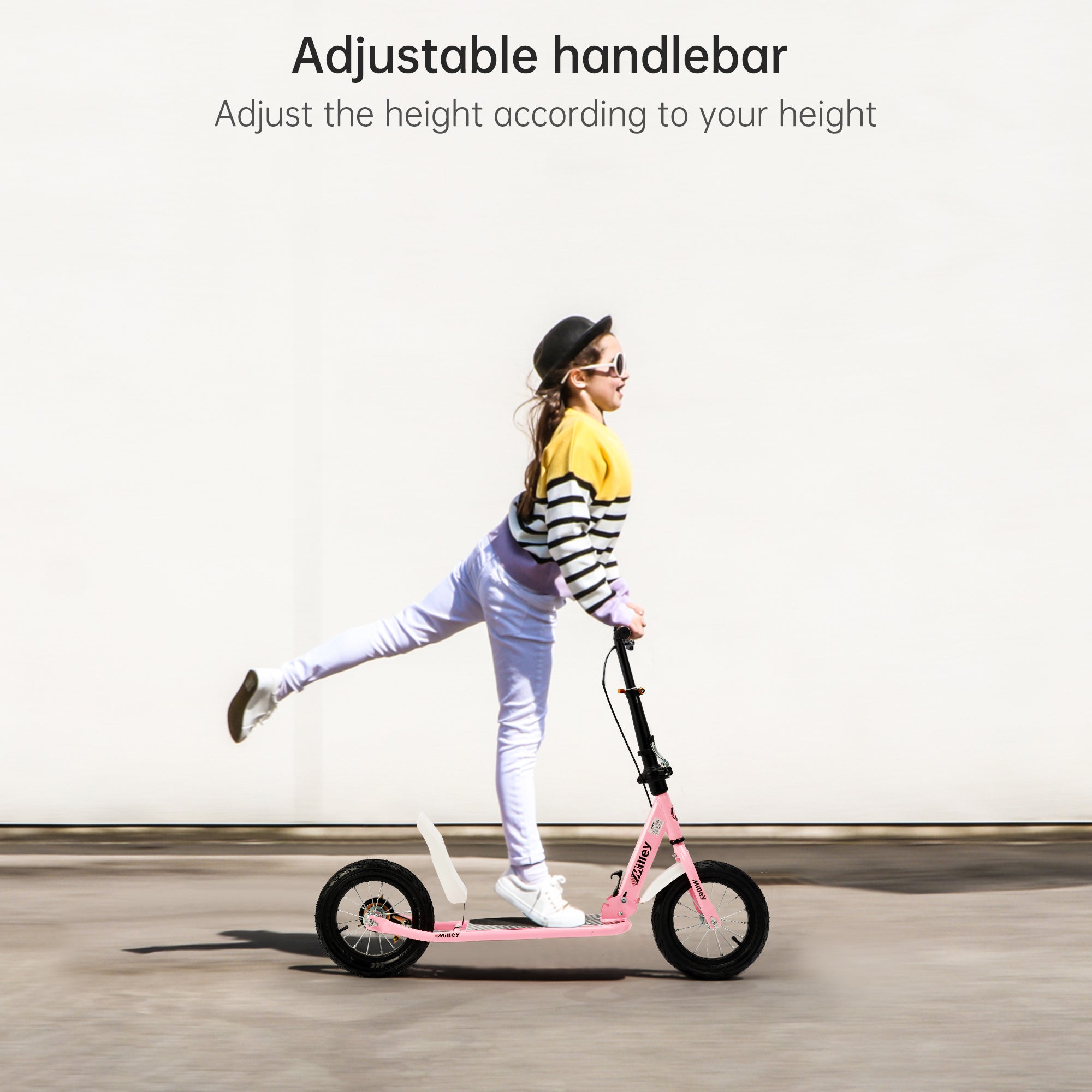 12" Large Smooth Rolling Rubber Air Tires Shock-Absorbing Foldable Commuter Kick Scooter For Adults and Teens