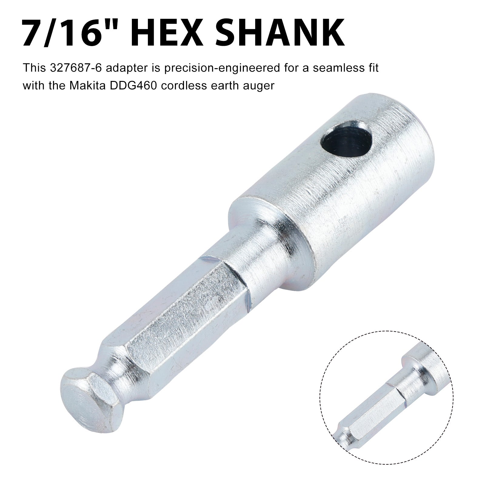 327687-6 Earth Auger Bit Adapter D-7/16" Hex Shank for Makita DDG460