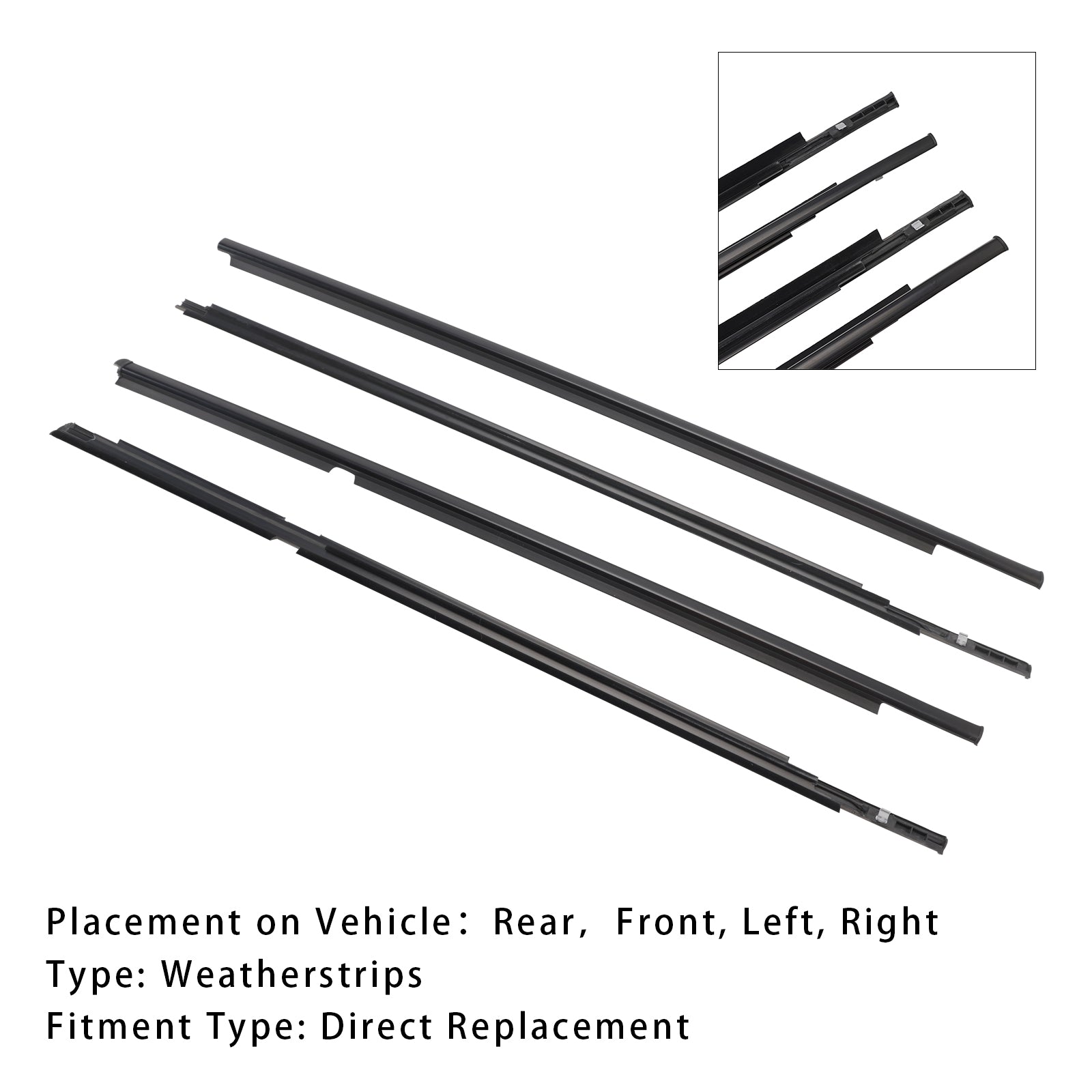 2006-2013 Toyota Yaris Hatchback 4PCS Door Glass Belt Outer Molding Weatherstrip