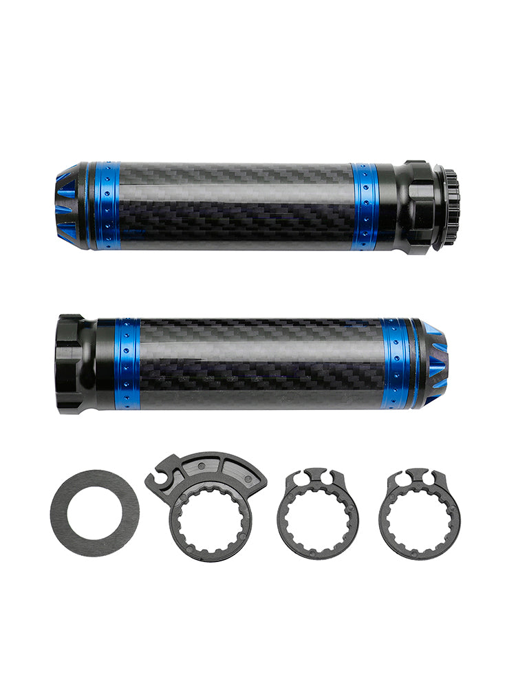 7/8"/22Mm Motorcycle Handle Bar Hand Grips Carbon Universal Green For Motorcycle Silver