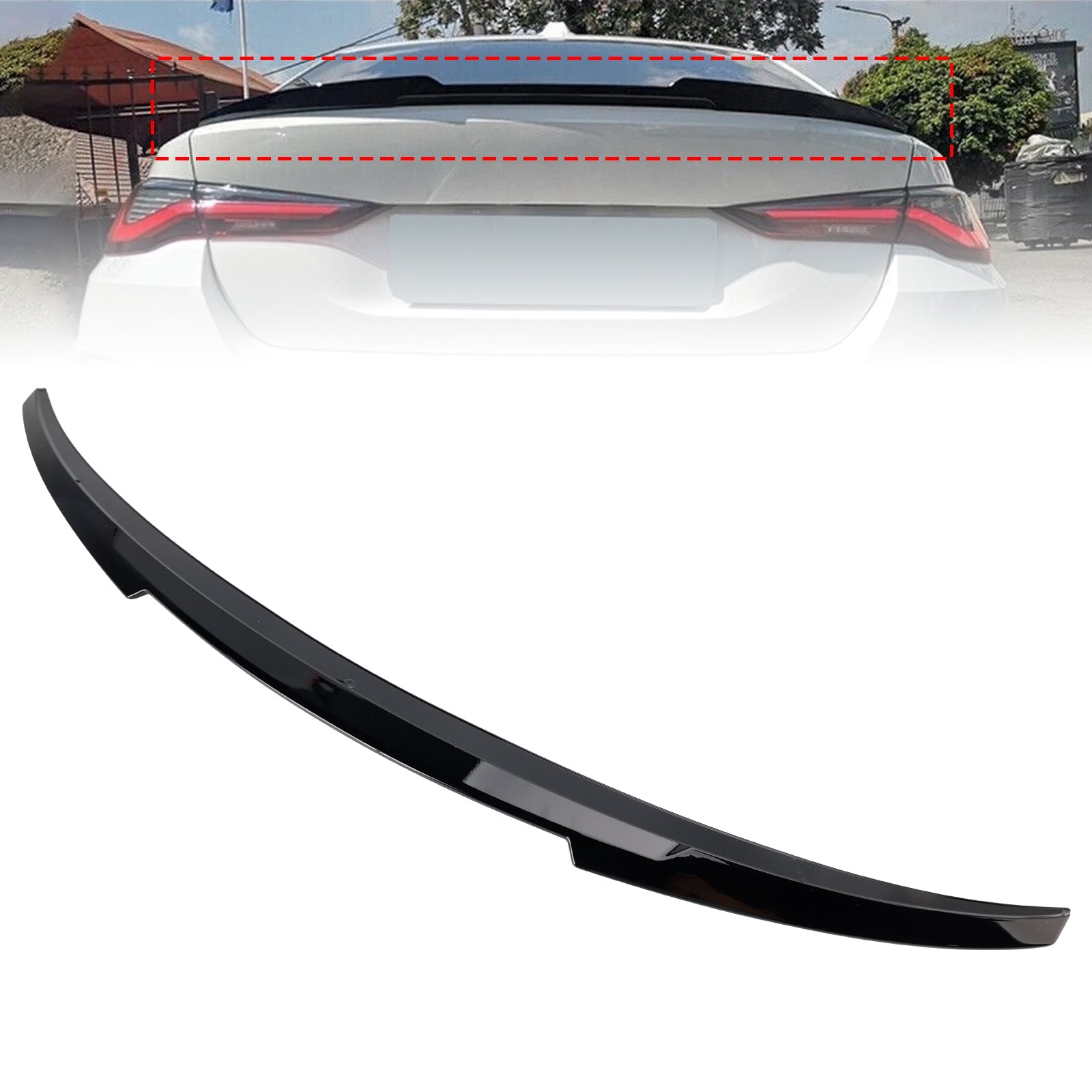 2021+ BMW 4 Series Gran Coupe (G26 Pre-LCI Gloss Black Rear Boot Spoiler