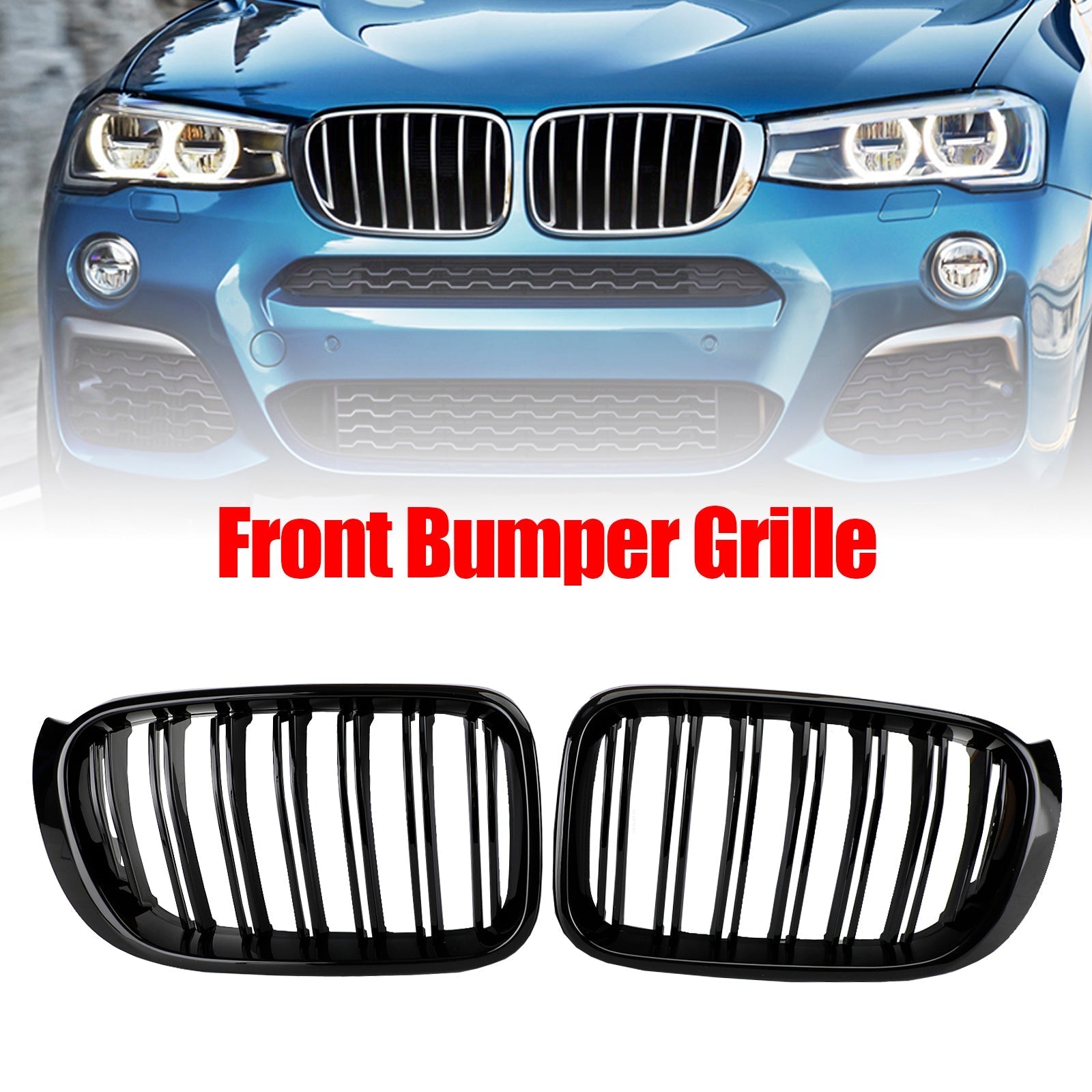2014-2017 BMW X3 X4 F25 F26 Gloss Black Front Bumper Kidney Grille Grill