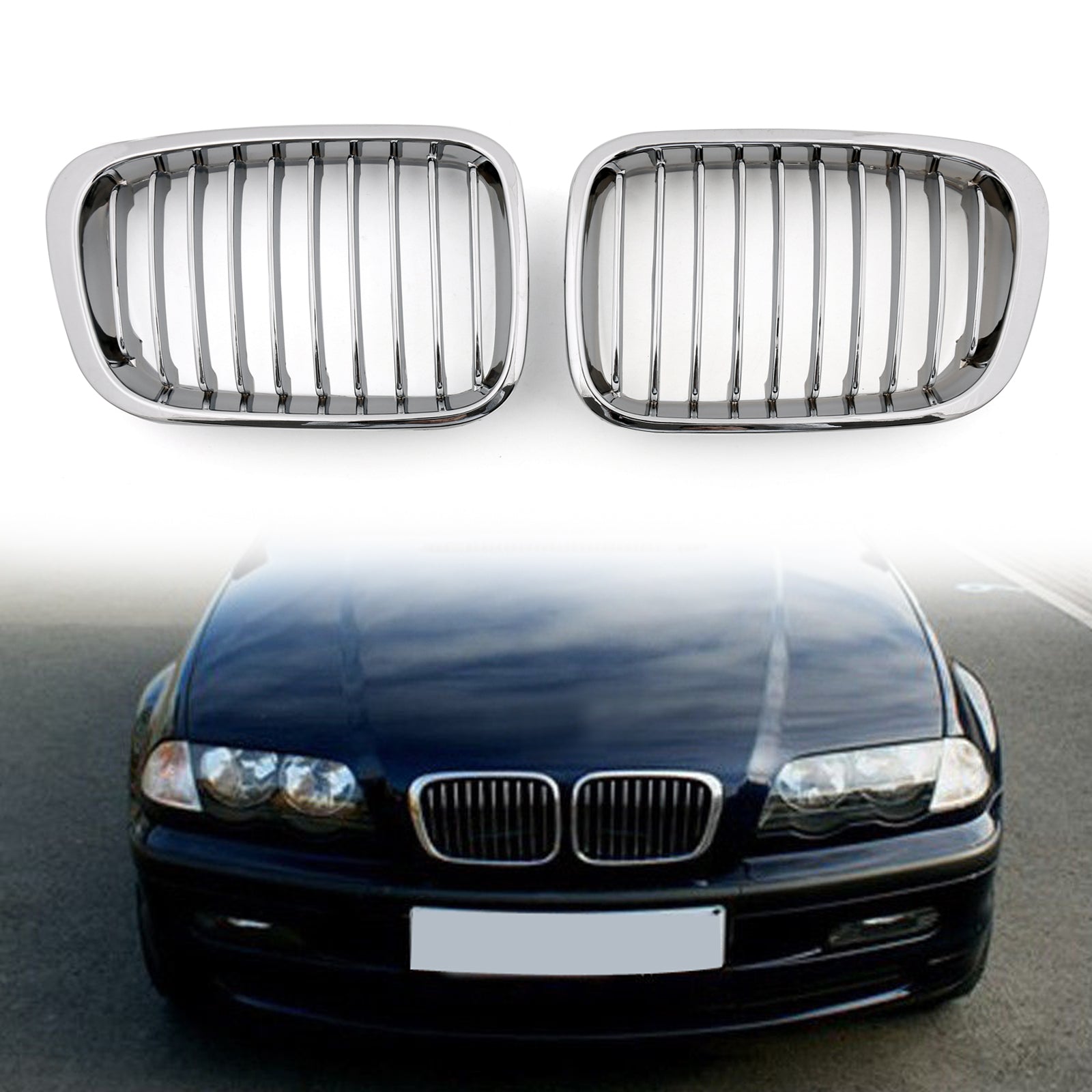 1998 1999 2000 2001 BMW E46 4 Doors 3 Series Car Front Fence Grill Grille Chrome Generic