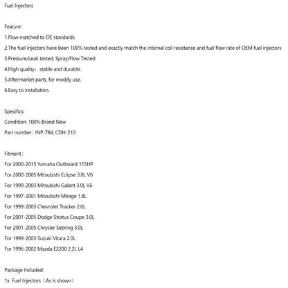 CDH210 Fuel Injectors INP-784 For Mazda E220 Yamaha F115 HP Outboard
