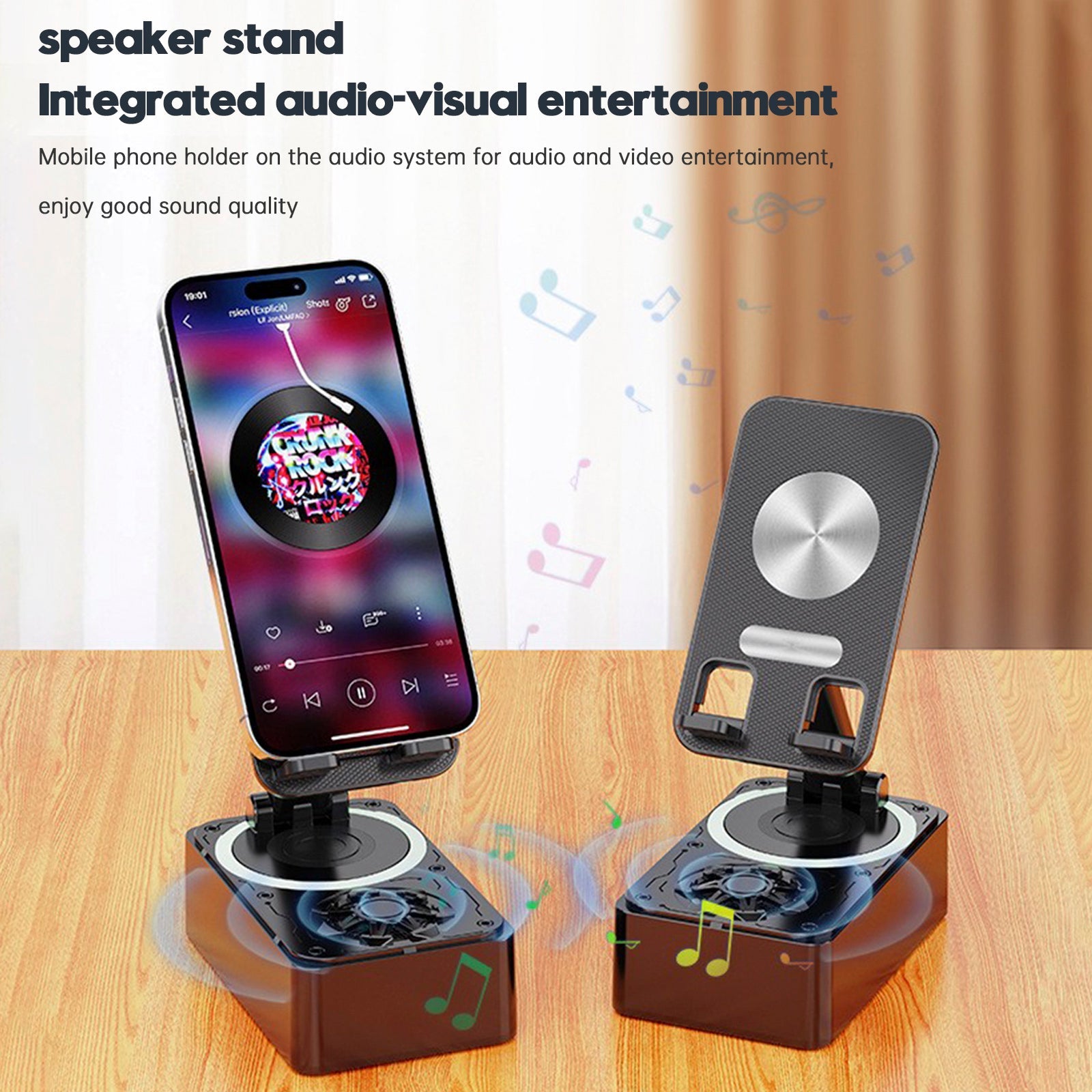 4 in 1 Phone Holder Bluetooth Speaker Wireless Charger Power Bank Desktop Live