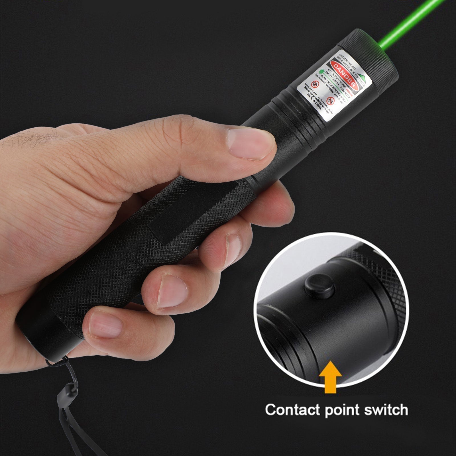 Aviation Aluminum Green Laser Pointer 532nm Rechargeable Child Safety Lock 1000m Range for Presentations Teaching