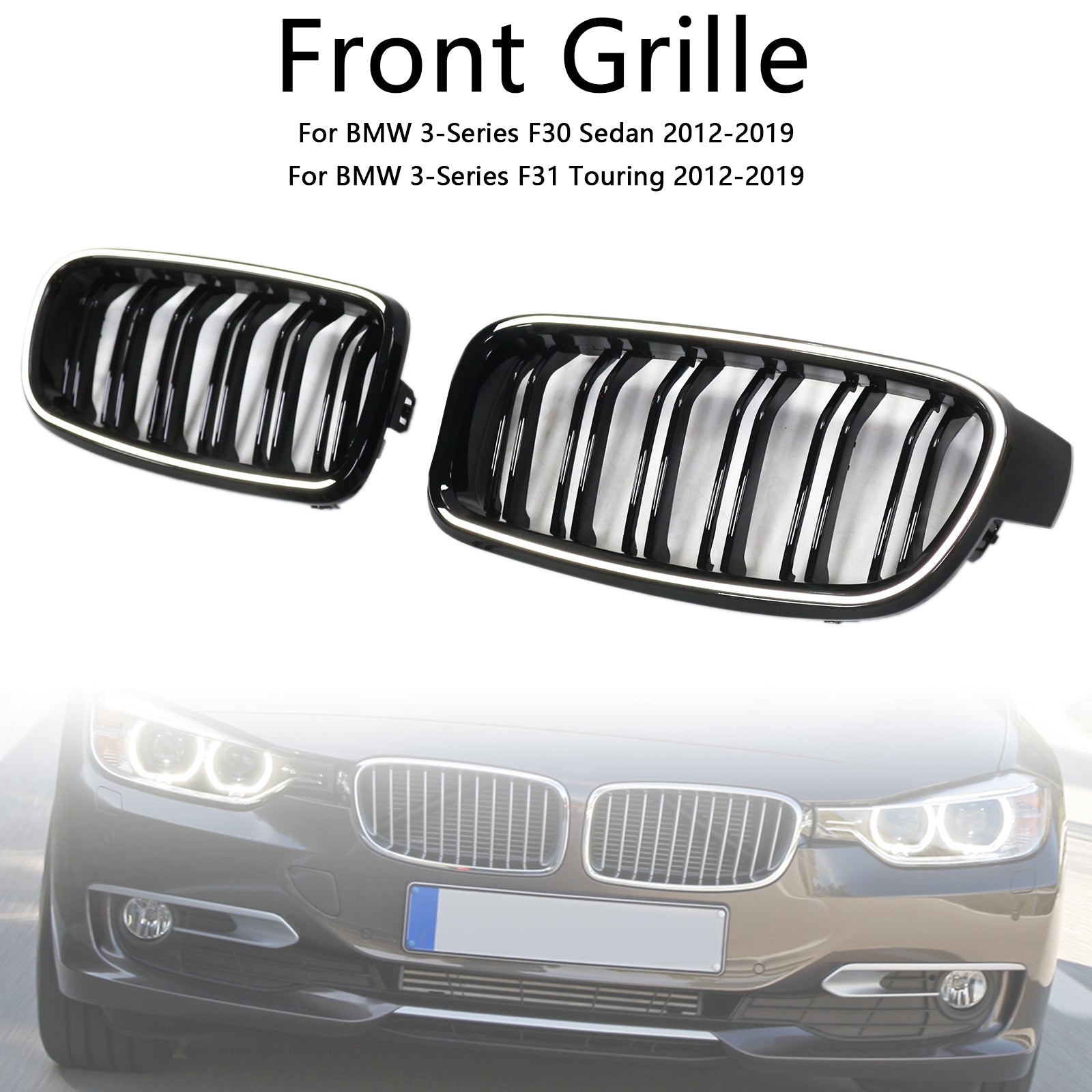 2012-2019 BMW 3-Series F30 Sedan Double Slat Front Kidney Grille Grill