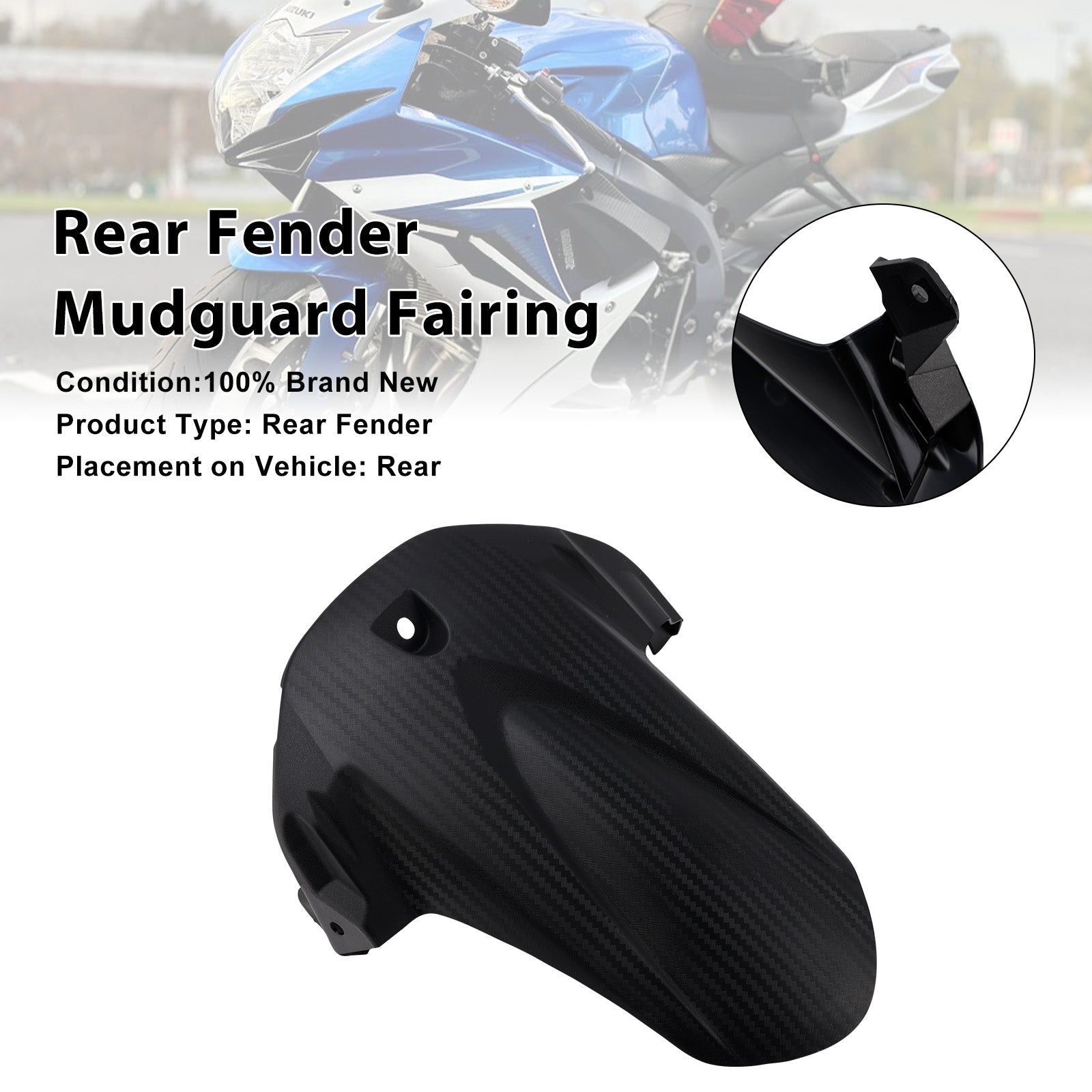 Rear Fender Mudguard Fairing For 2011-2025 Suzuki GSX-R750