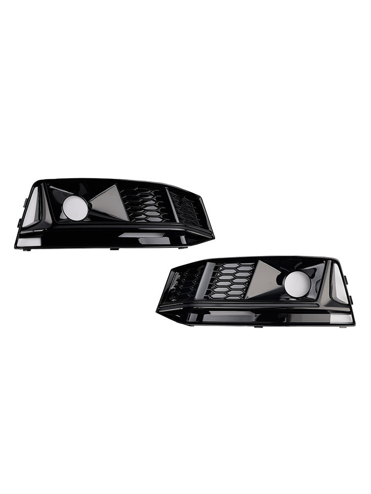 2016-2019 Audi A4 B9 S4 2PCS Black Front Bumper Foglight Grille Grill