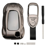 VW Polo Skoda Leather Alloy Zinc Car Key Gray Case Cover