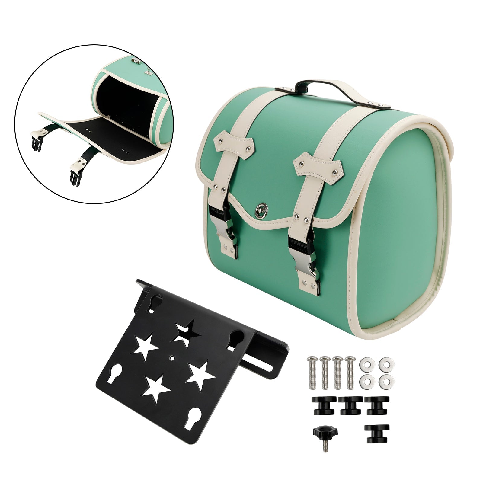 Side Tool Bag Saddlebag Quick Release Luggage Kit Green For Cruiser Adv Cafe
