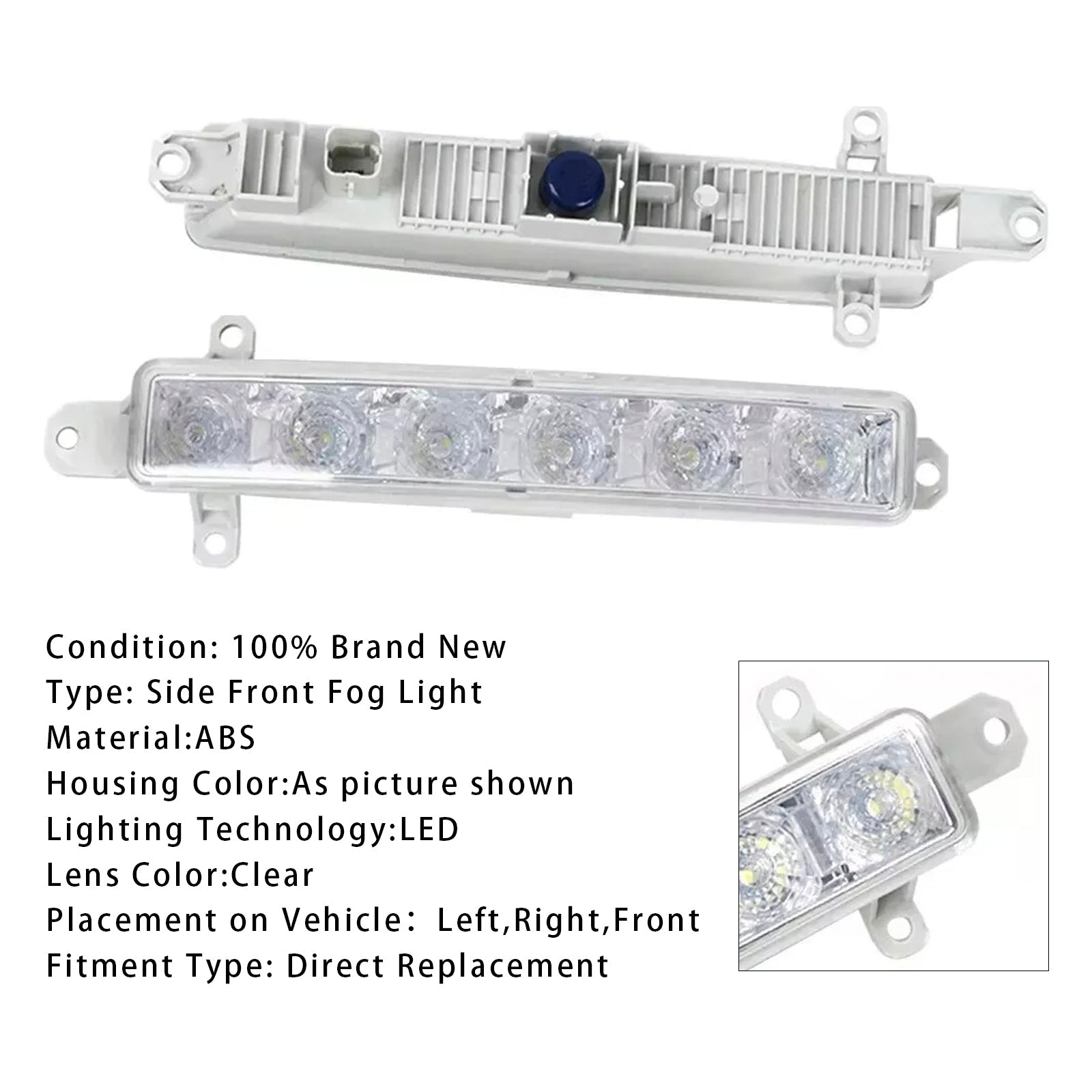 Pair LED Daytime Running Fog Light For Citroen C3 Berlingo Peugeot 9802795580