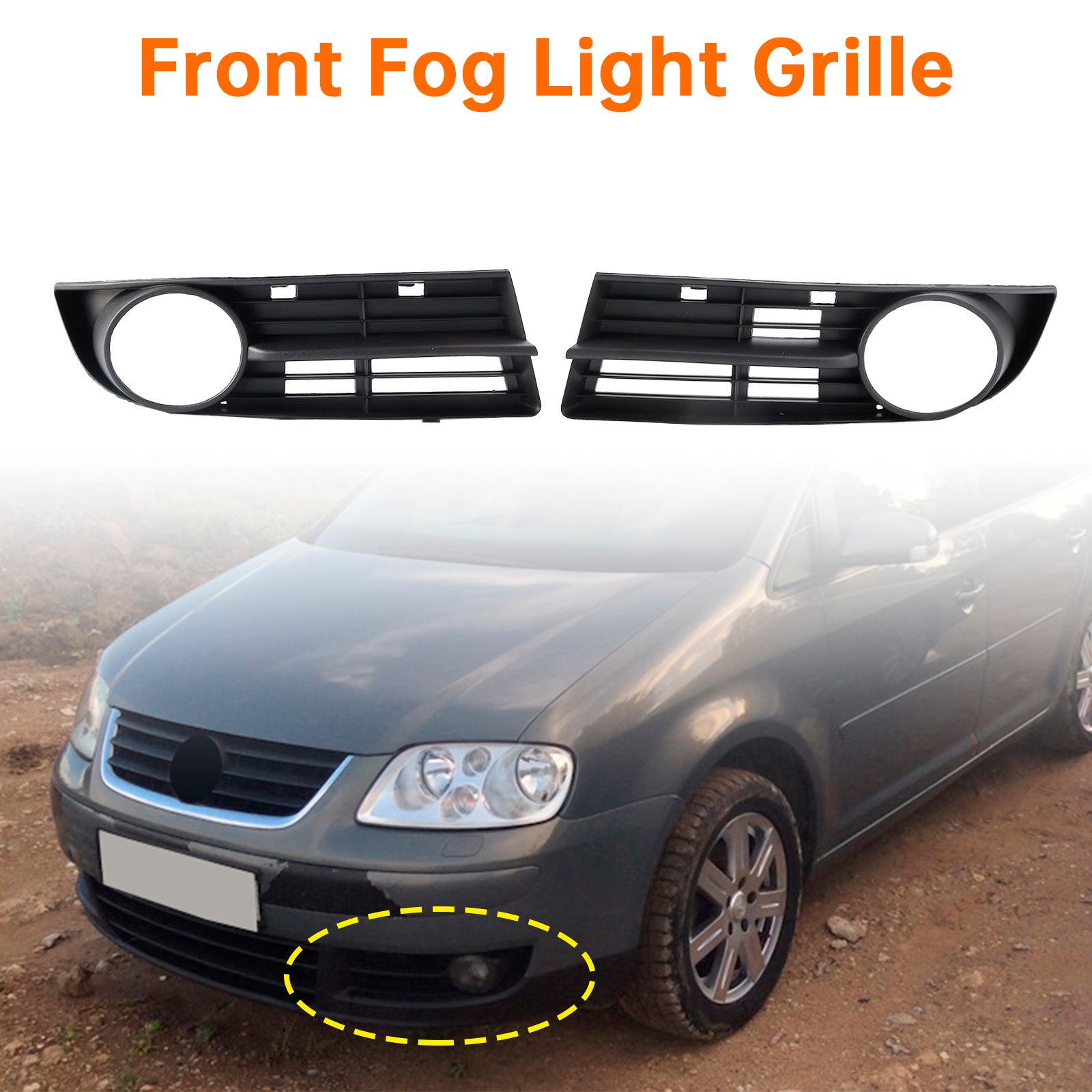 2004-2010 VOLKSWAGEN CADDY LIFE Front Bumper Foglight Grille 1T0807666A 1T0853665A9B9