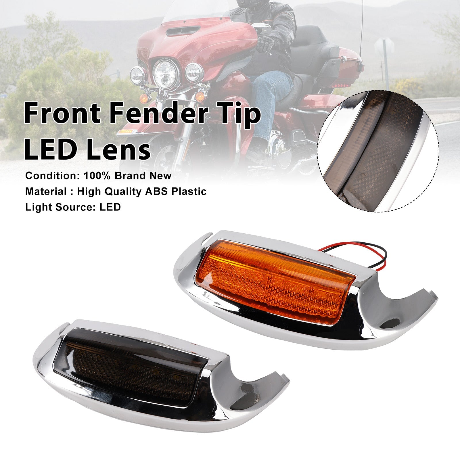 Front Fender Tip LED Lens Fit For Electra Glide Ultra Limited Low 2014-2023