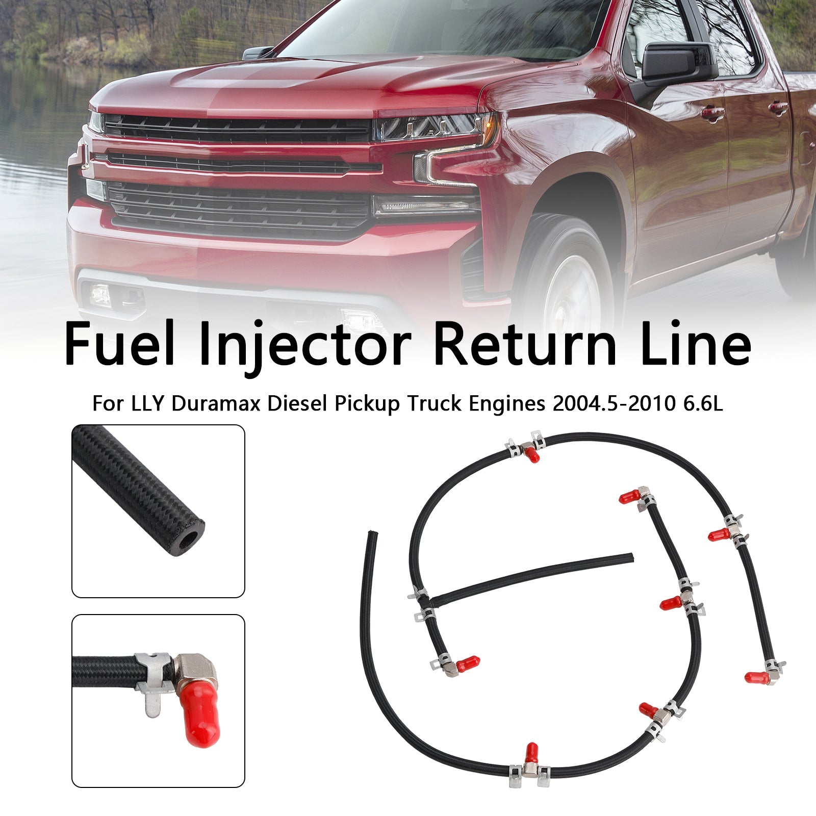 2004-2010 Duramax 6.6L Diesel Truck Engines Fuel Injector Return Line Kit
