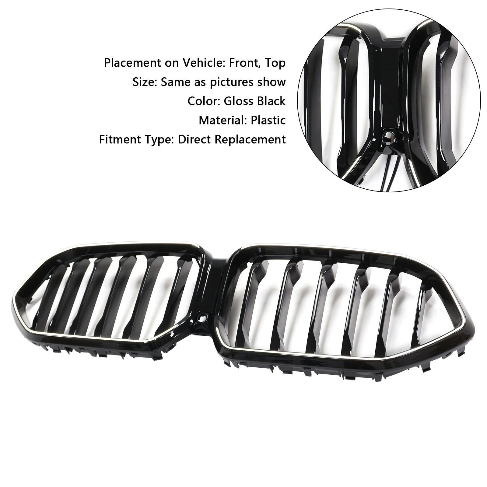 2020-2022 BMW X6 G06 M50i W/Camera Hole Black Front Bumper Grille Grill