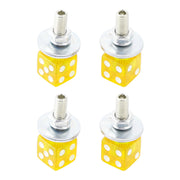 4x Custom DICE License Plate Bolt Screw Yellow Plastic Motorcycle Chopper Bobber