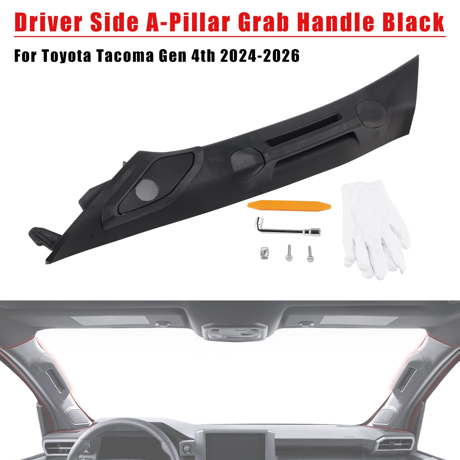 2024-2026 For Toyota Tacoma Gen 4th Driver Side A-Pillar Grab Handle Black