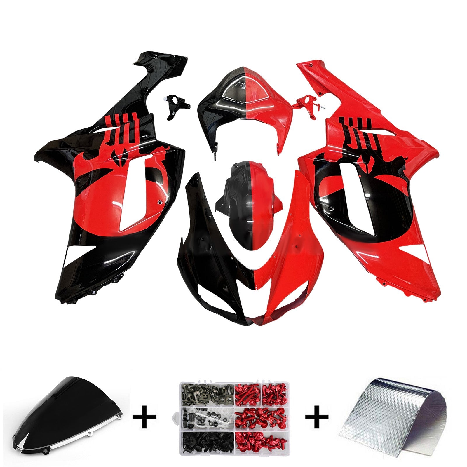 Injection Fairing Kit Bodywork Plastic ABS fit For Kawasaki ZX6R 636 2007-2008