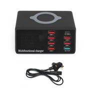 100W 8 Ports USB QC 3.0 Fast PD Quick Adapter Wireless Charging Station UK Plug