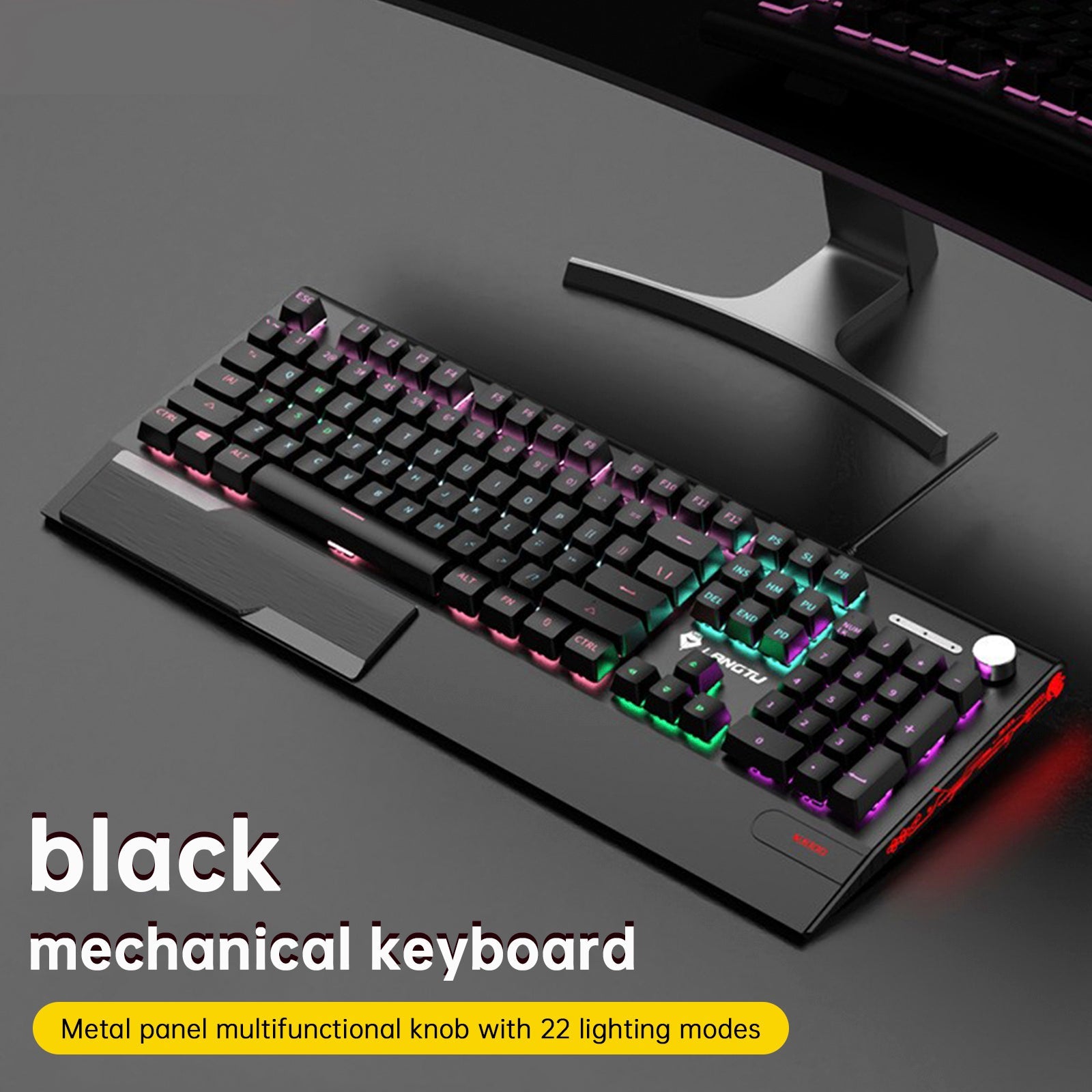 K1000 Mechanical Keyboard Wired 104key Red Switches for PC Chroma RGB Wrist Rest