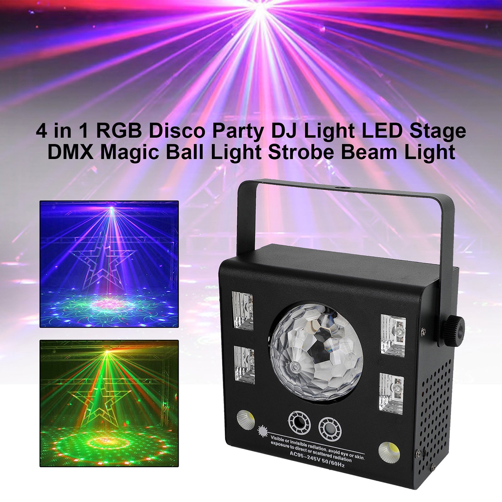 4 In 1 RGB Disco Party DJ Light LED Stage DMX Magic Ball Light Strobe Beam Light