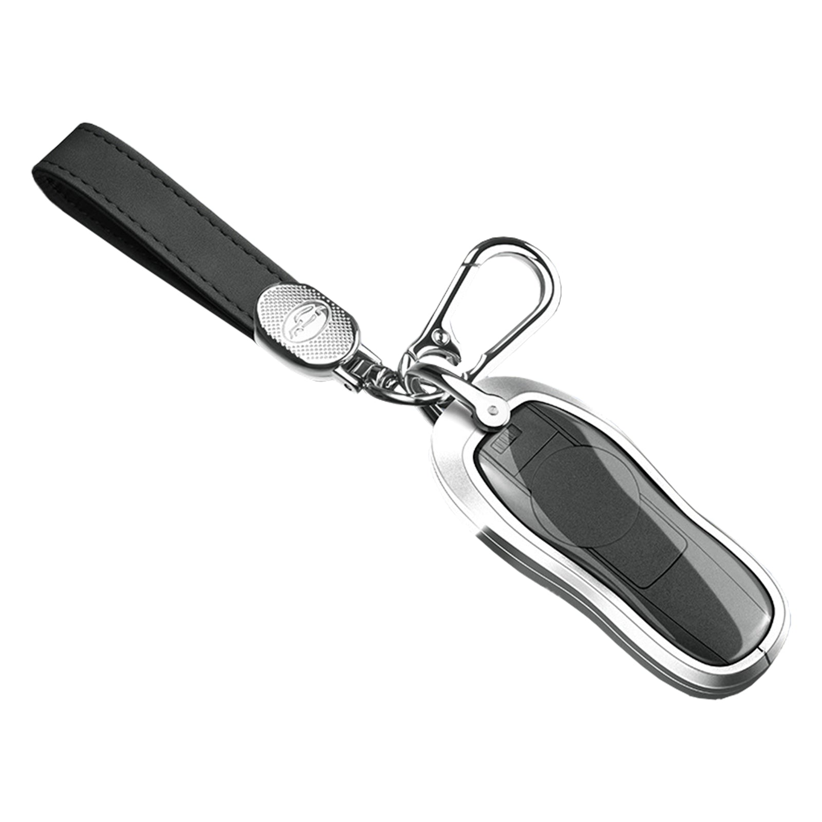 Aluminum Alloy TPU Black Car Key Case Cover With Buckle For Porsche Cayenne 911