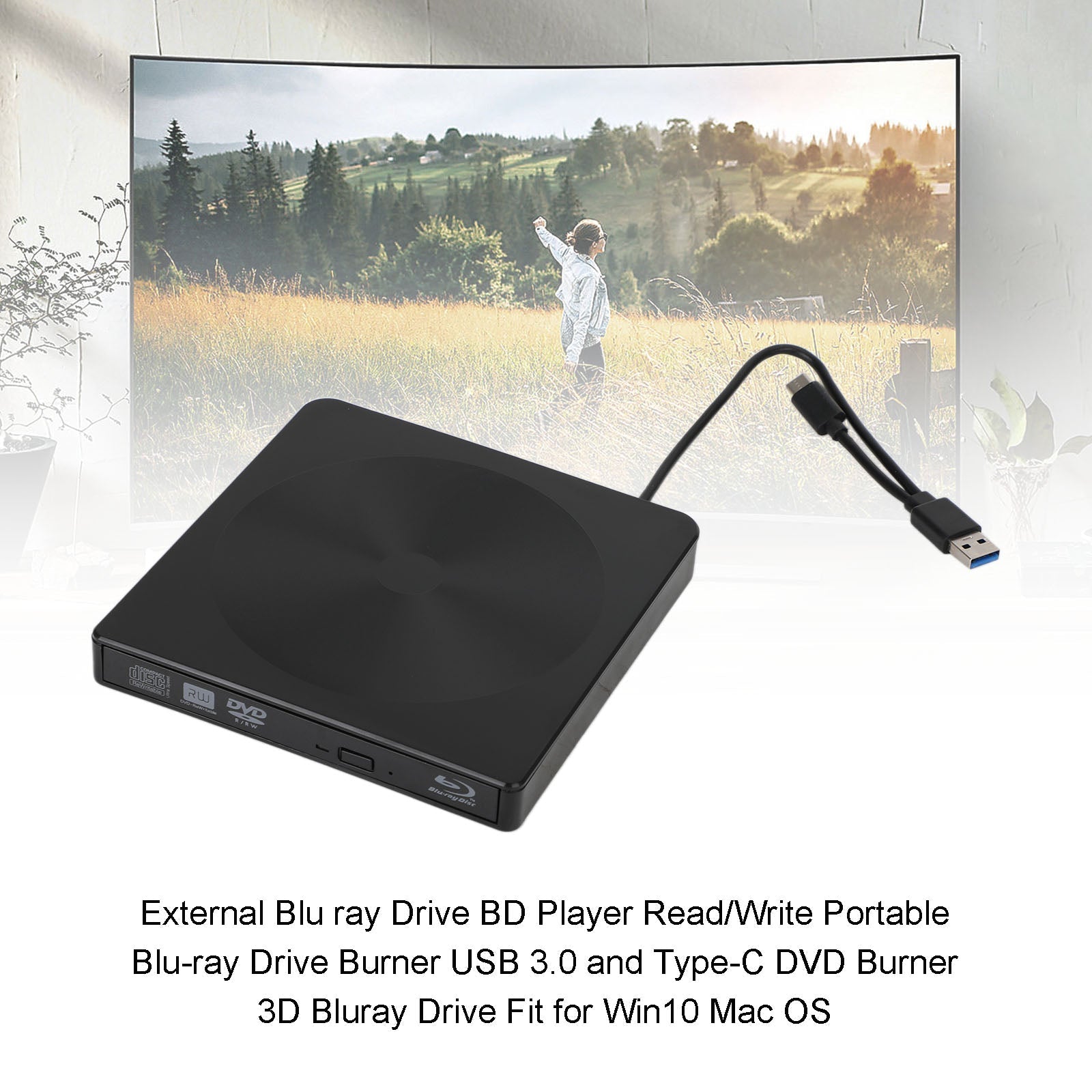 4K UHD Genuine Burner External USB 3.0 Super Slim DVD BD Recorder Drive Silver