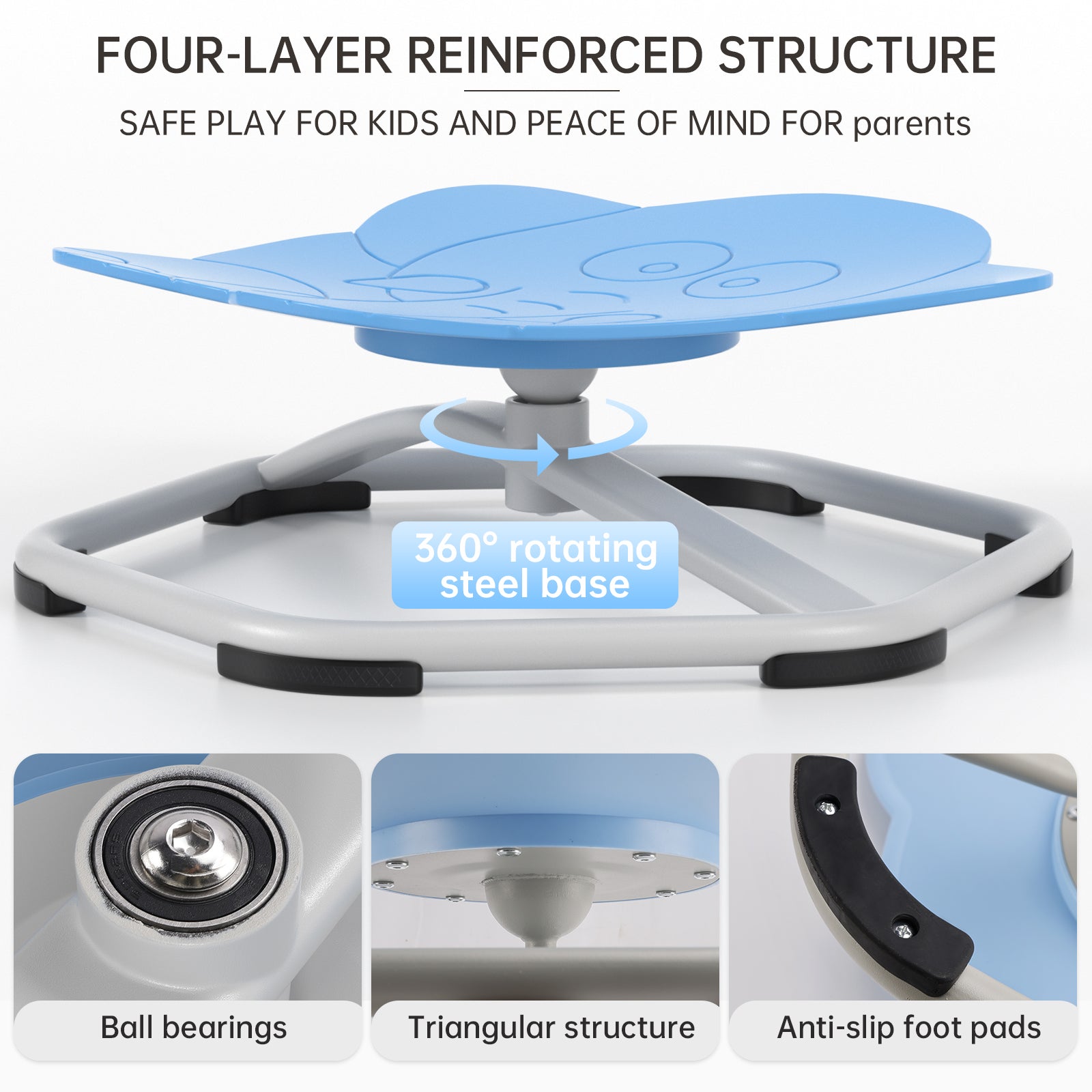 Sit+Spin 360°Sensory Spinning Seat Swivel Toy Kids elephant Wobble Chair Stool