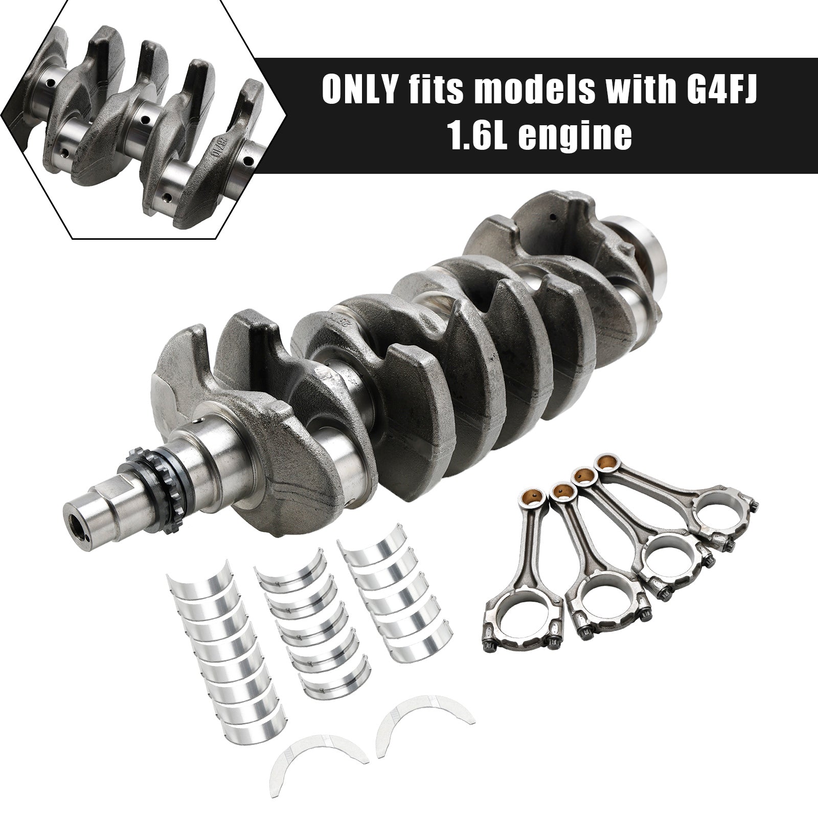 2012–2018 Kia Cee'd (JD) G4FJ 1.6L Crankshaft & Connecting Rods & Bearings 23510-2B700