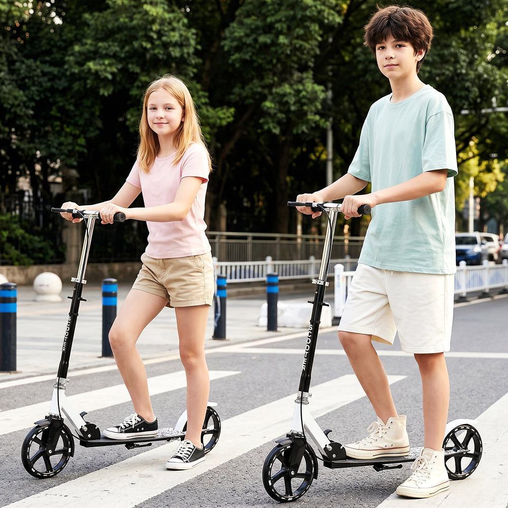 Foldable Commuter Kick Scooter For Adults and Teens With 8" Large solid pu luminous tire Dual Safety Brakes Anti-Slip Deck Commute Kick Scooter
