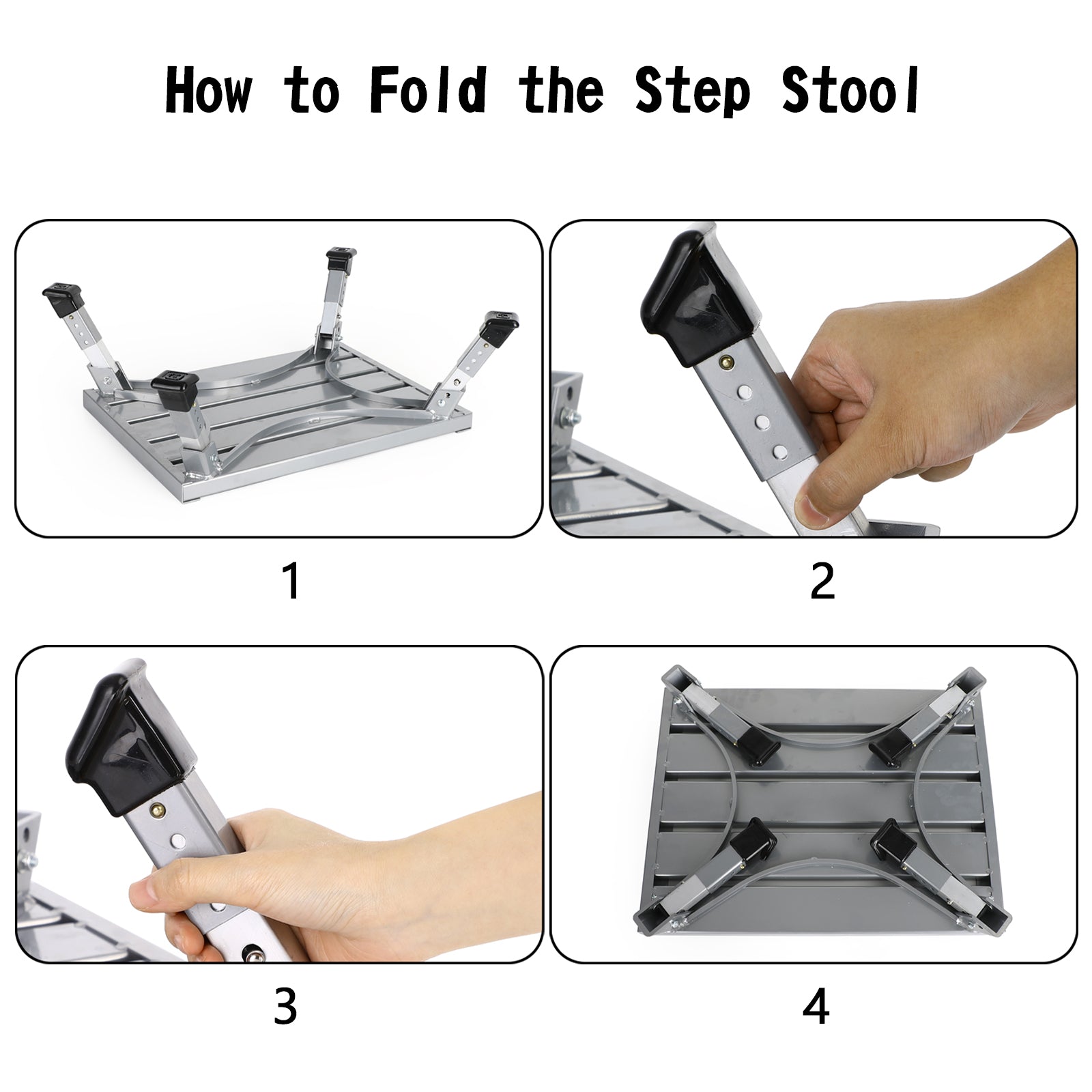 Portable Folding Aluminum Platform RV Step Stool Trailer Camper Working Ladder