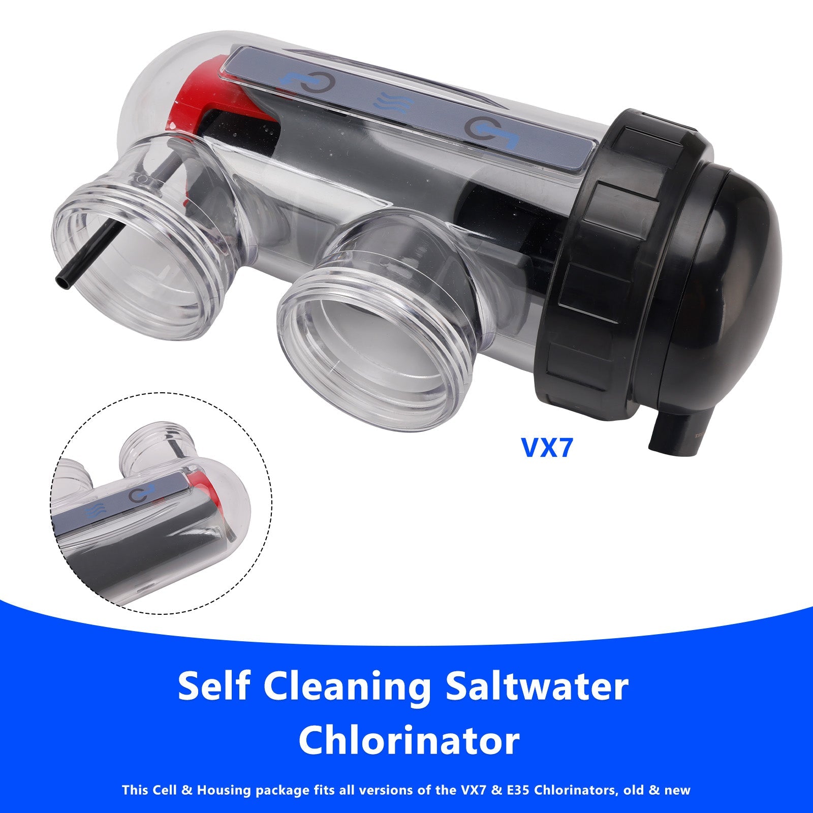 Saltwater Chlorinator Replacement Cell with Cell Housing For Astral/Hurlcon VX7