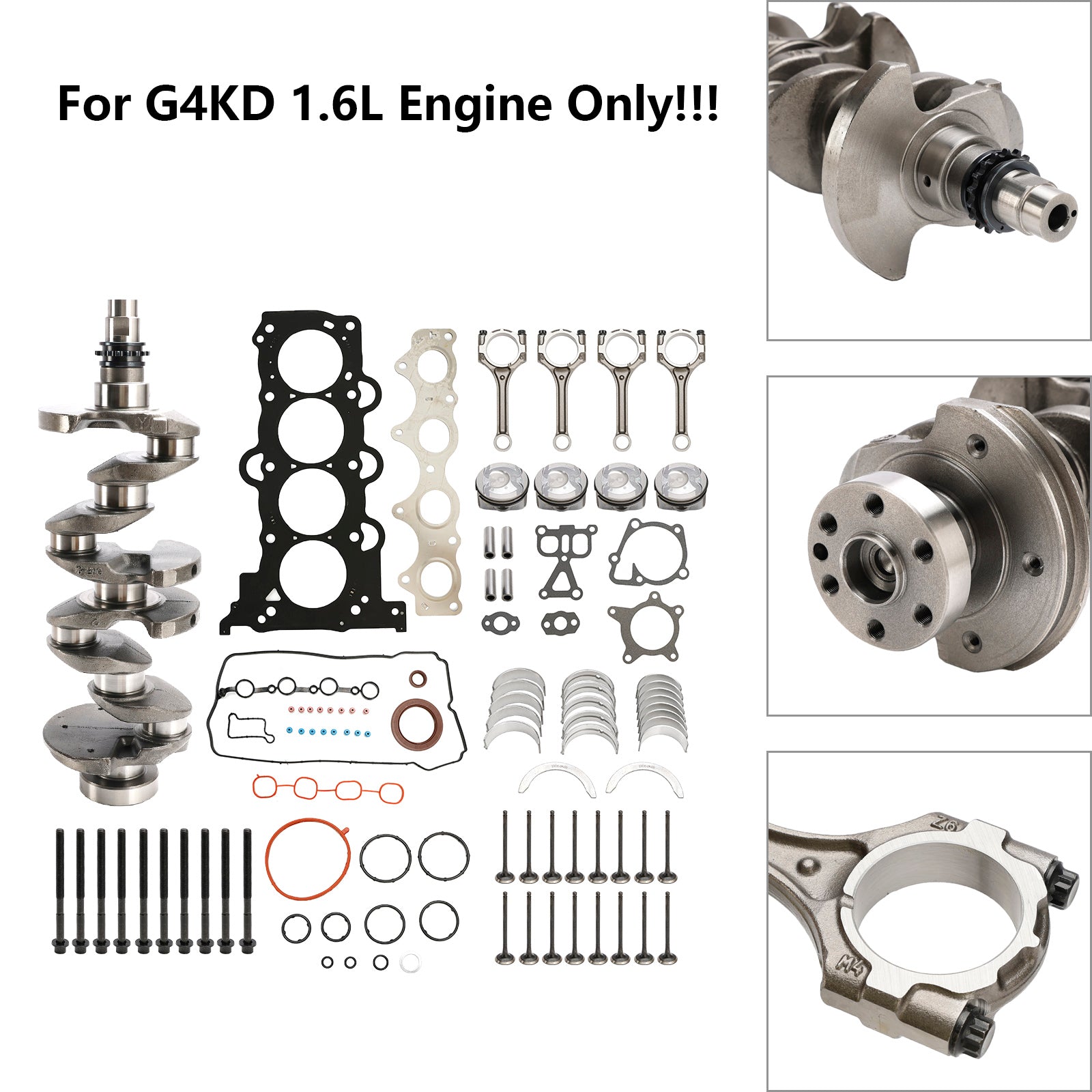 2009-2015 Hyundai Tucson (LM) G4FD Engine Rebuild Overhaul Kit w/Crankshaft & Connecting Rod