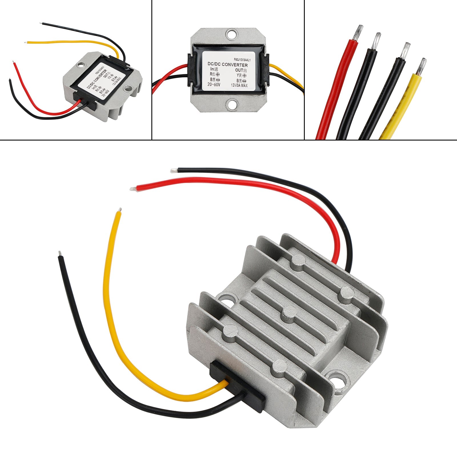DC20-60V To DC12V 3A Step Down 36W Power Converter Regulator WaterProof