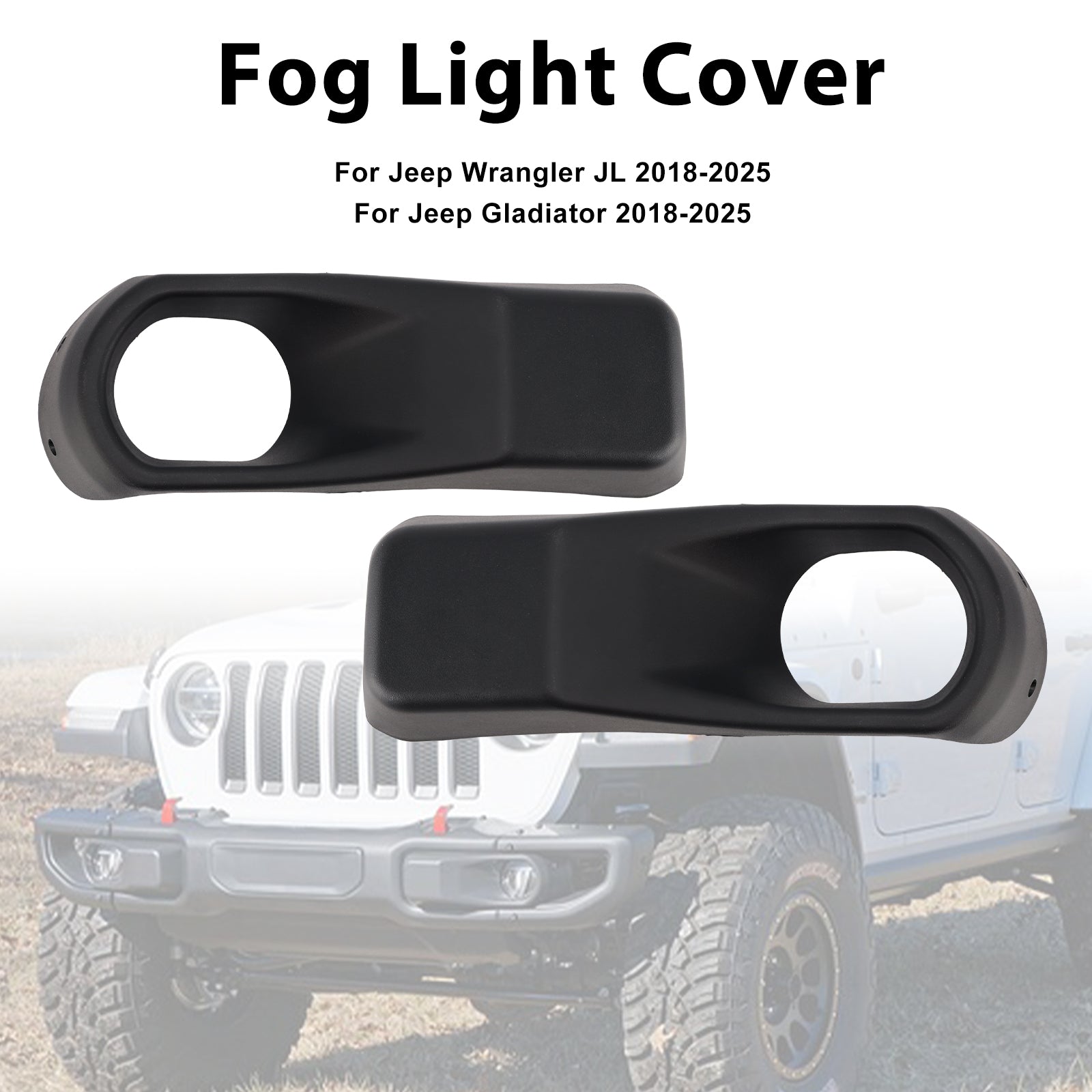 2018-2025 Jeep Wrangler JL Gladiator Pair Fog Light Bezel Trim 68295558AA