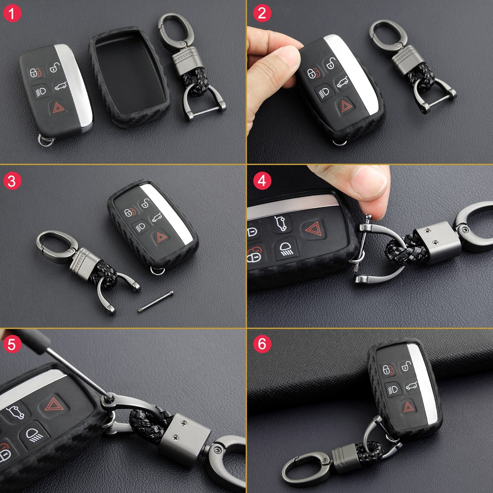 Leather Silicone Car Key Case Cover With Buckle For Range Rover