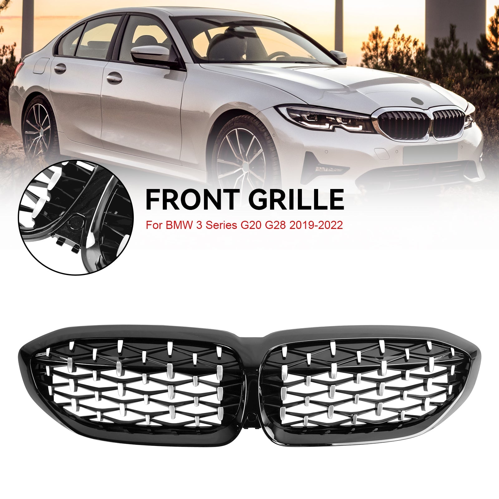2019-2022 BMW 3 Series G20 Diamond Kidney Grille Grill 51138072085