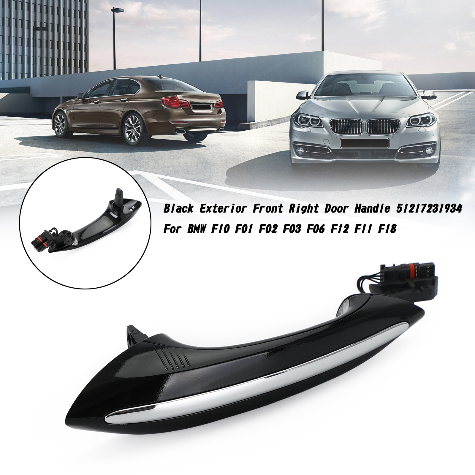 Black Exterior Left+Right Door Handle 51217231931/51217231934 For BMW F10 F01