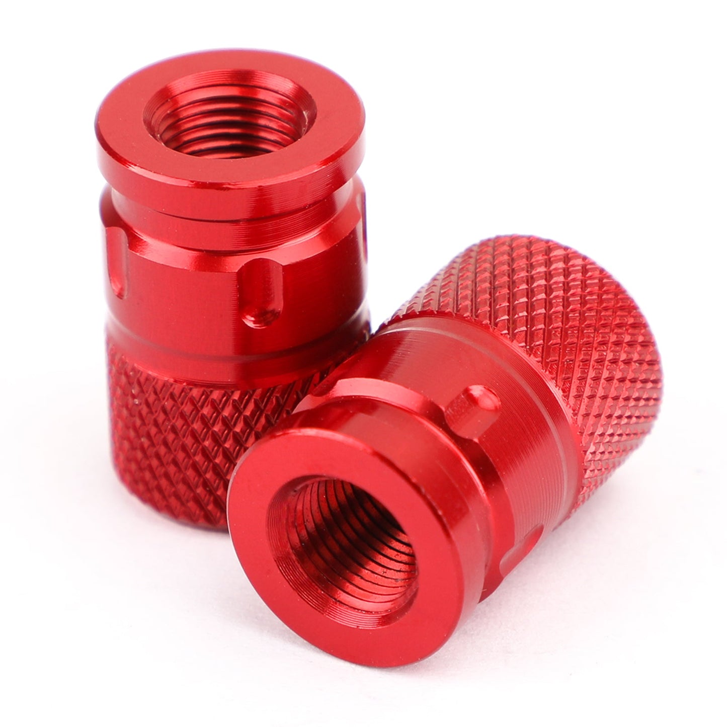 Pair CNC Red Anti-Thief Tire Valve Stem Caps For Car Truck Bike Motorcycle