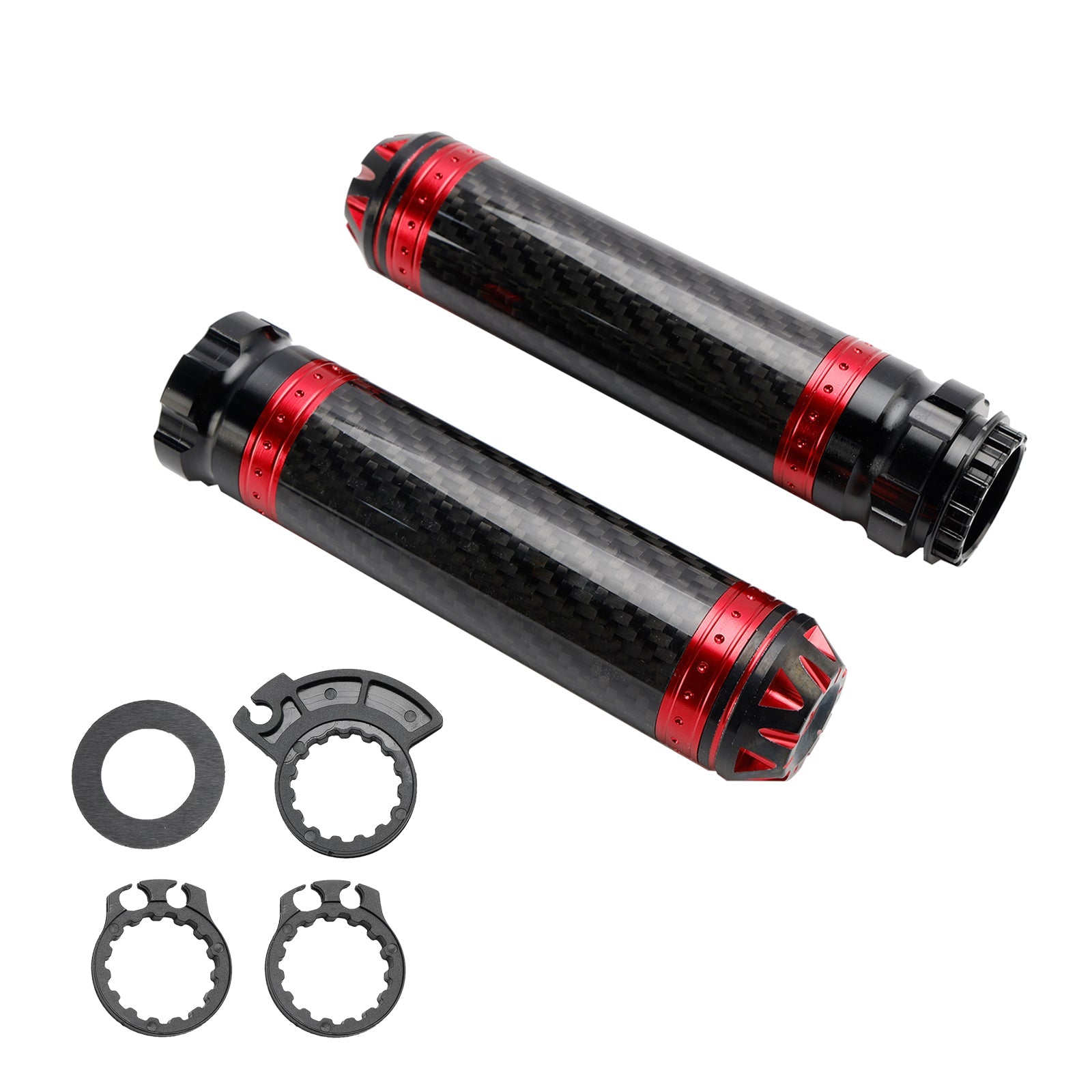 7/8"/22Mm Motorcycle Handle Bar Hand Grips Carbon Universal Green For Motorcycle Silver
