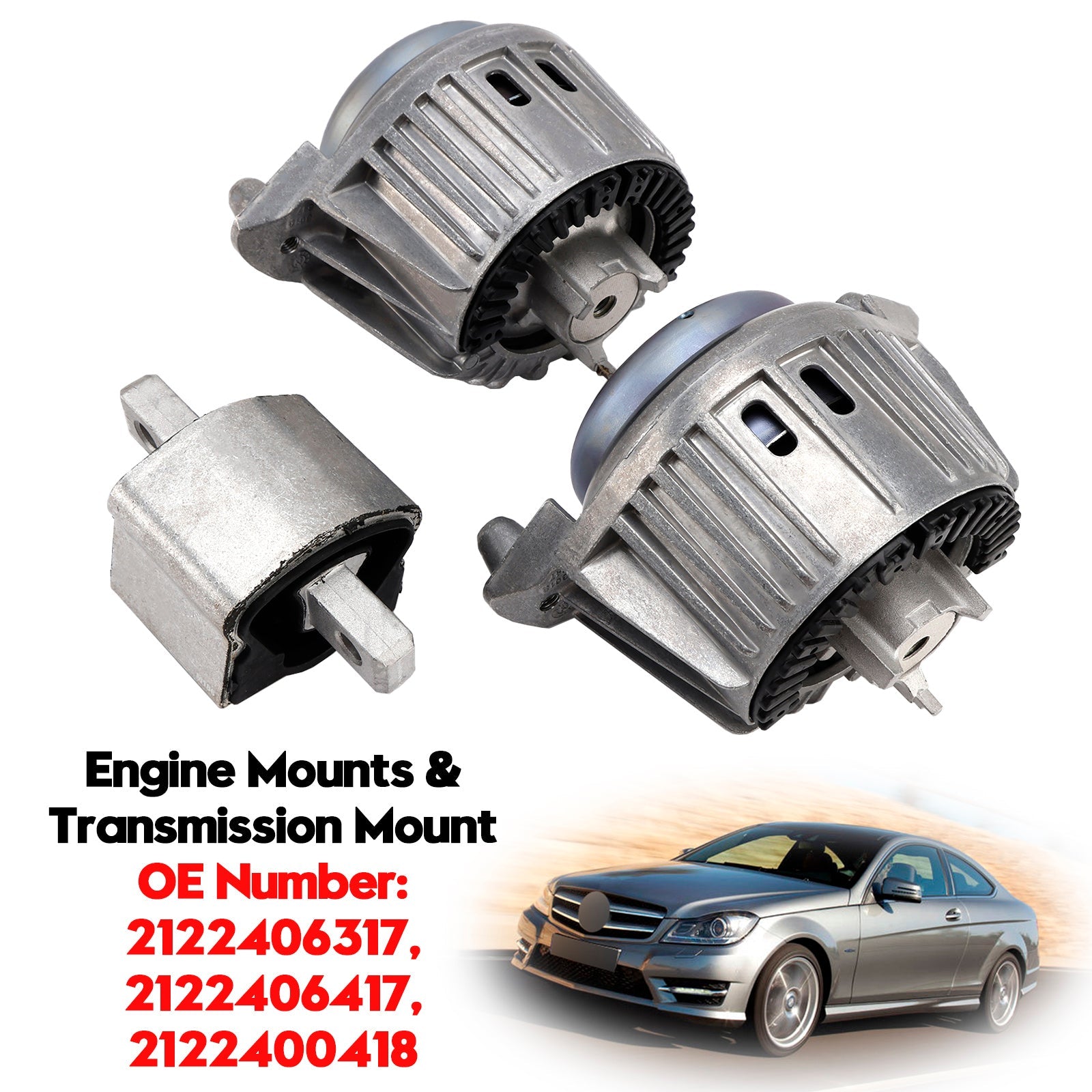 2007-2014 Mercedes-Benz C-Class W204 3x Engine Mounts & Transmission Mount 2122406417 2122400418